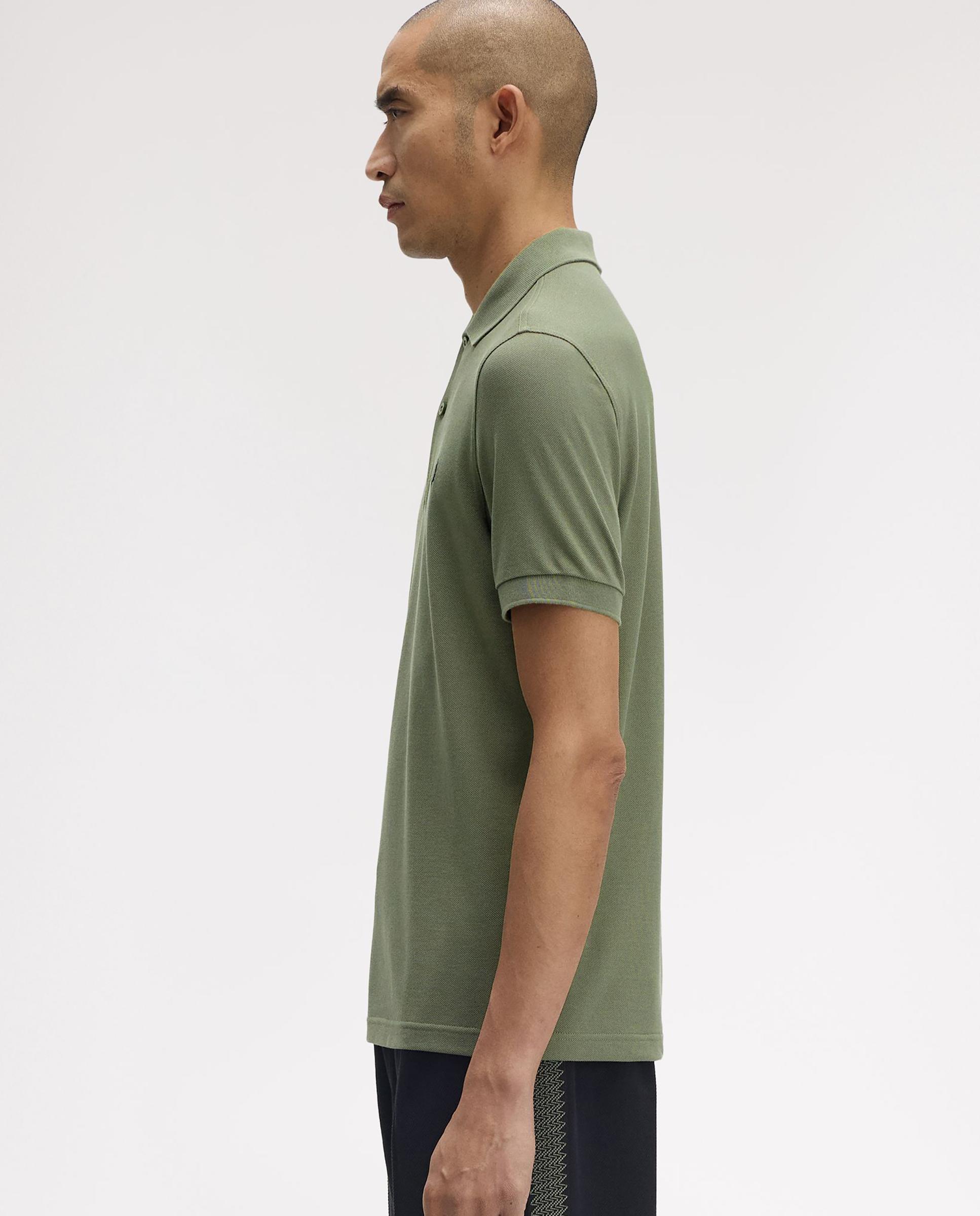 Polo de hombre liso de manga corta en piqué de algodón - Fred Perry - Kaki Kaki-2