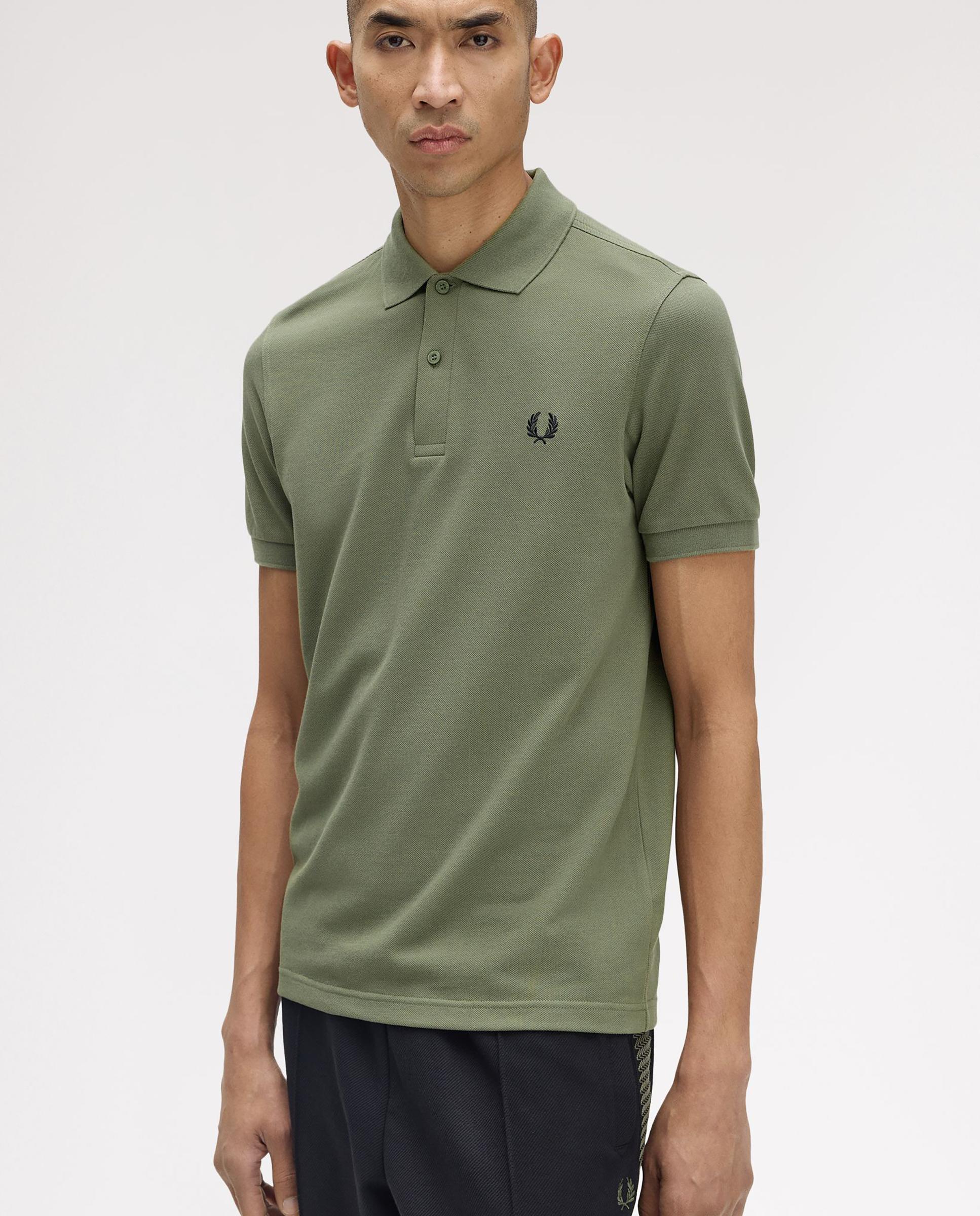 Polo de hombre liso de manga corta en piqué de algodón - Fred Perry - Kaki Kaki-3