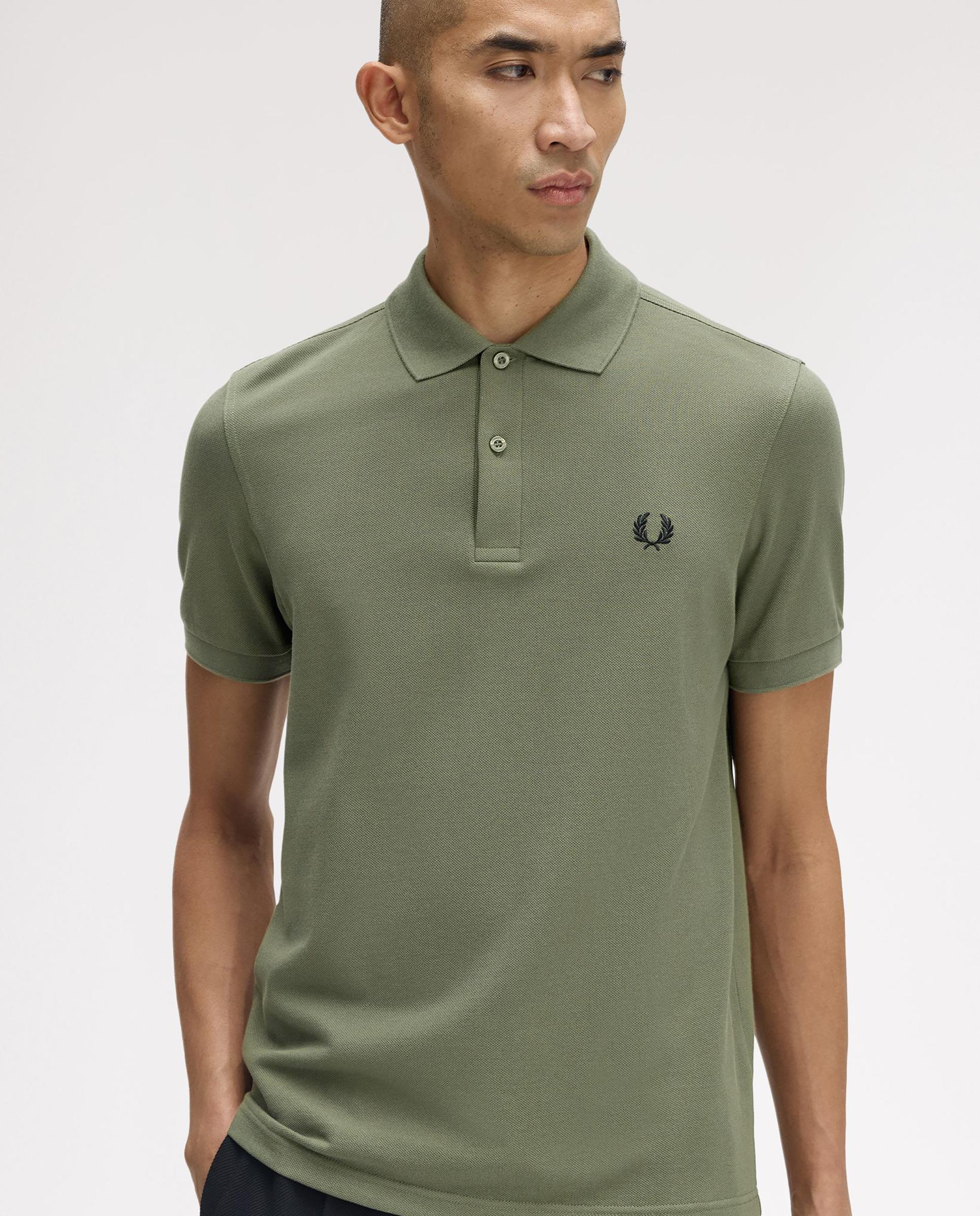 Polo de hombre liso de manga corta en piqué de algodón - Fred Perry - Kaki Kaki-4
