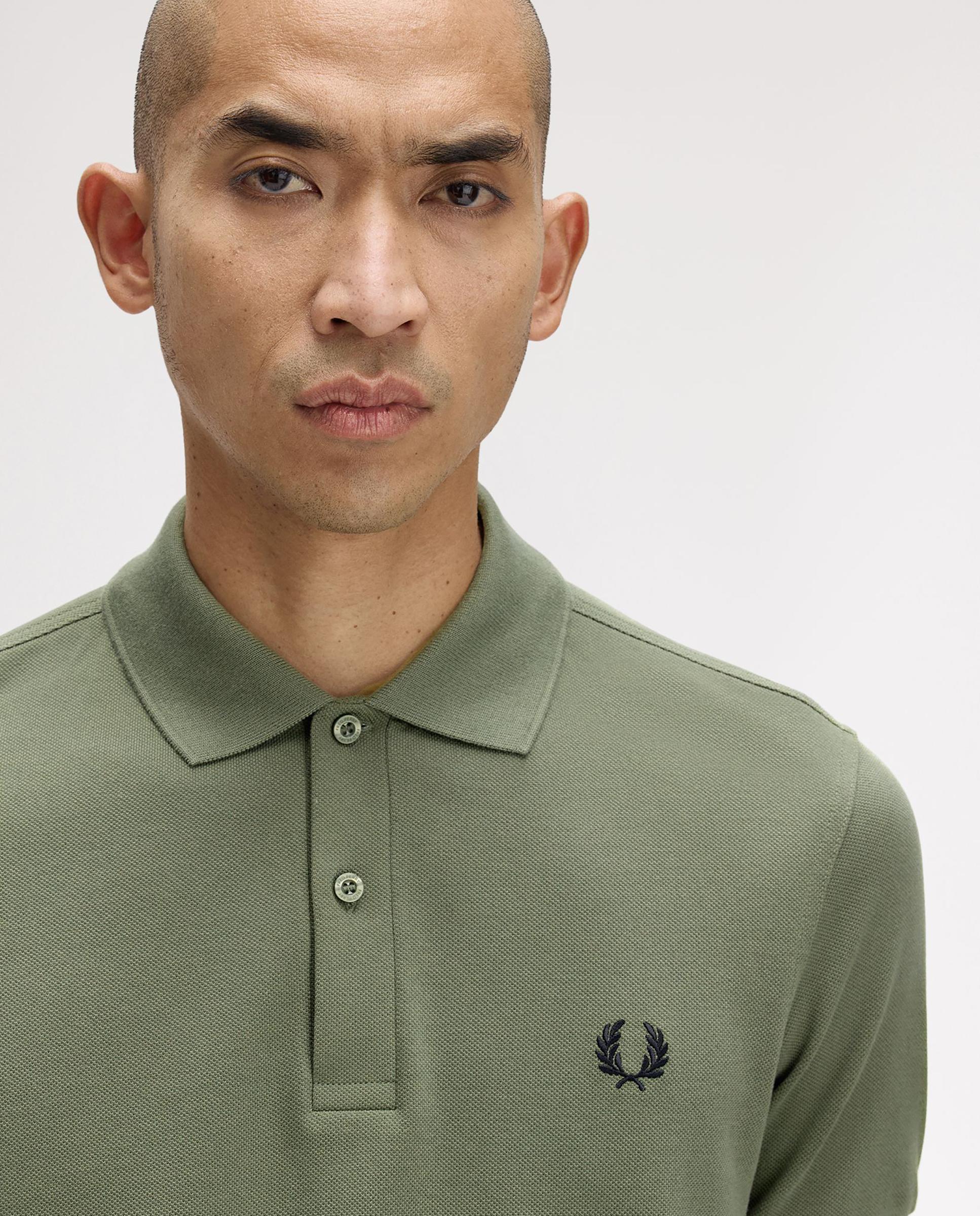 Polo de hombre liso de manga corta en piqué de algodón - Fred Perry - Kaki Kaki-5