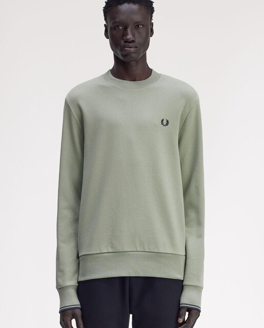 Imagen 0 de Sudadera de hombre cuello redondo con ribete de dos franjas