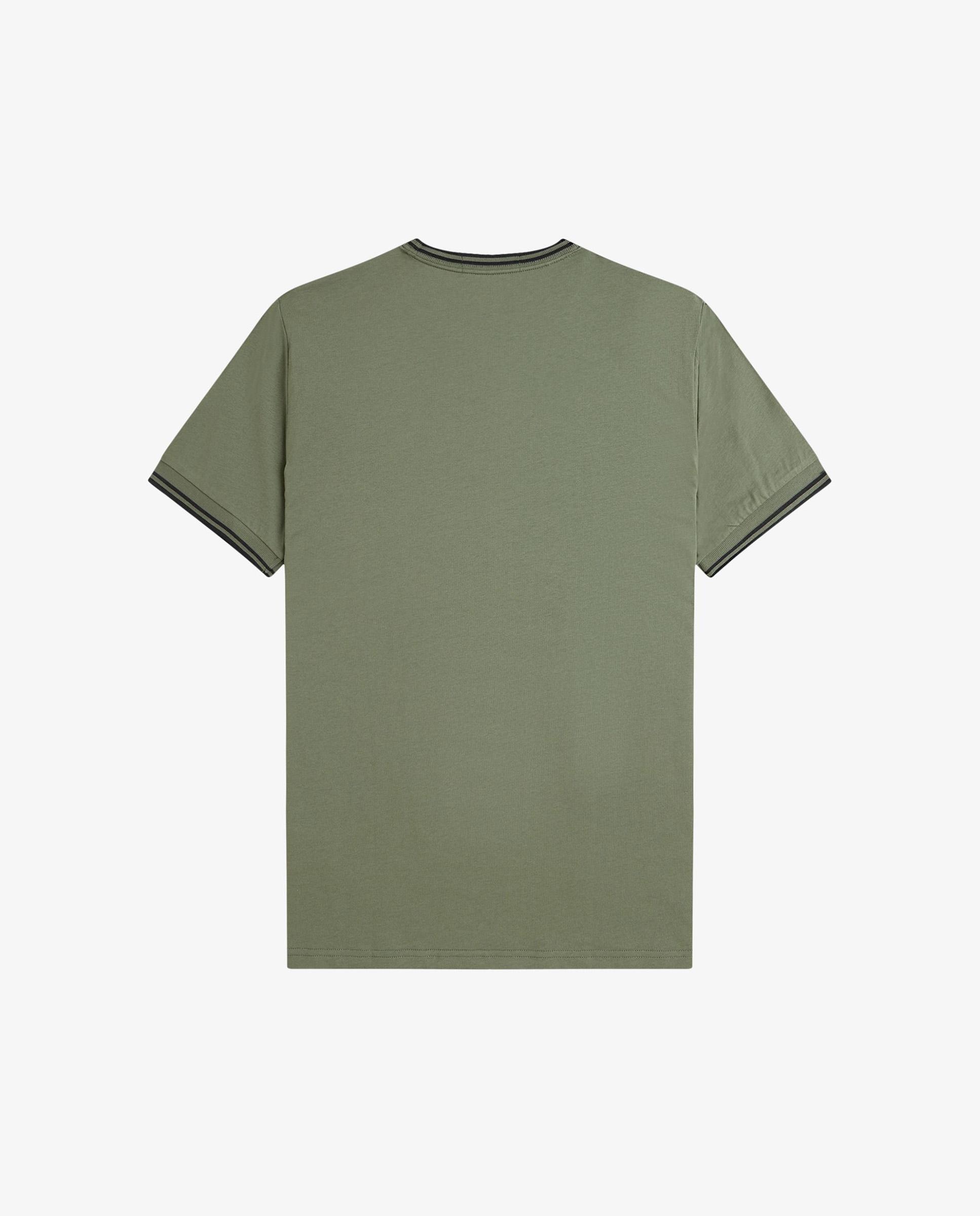 Imagen 6 de Camiseta de manga corta de hombre con ribete con dos franjas - Fred Perry - Verde claro Verde claro