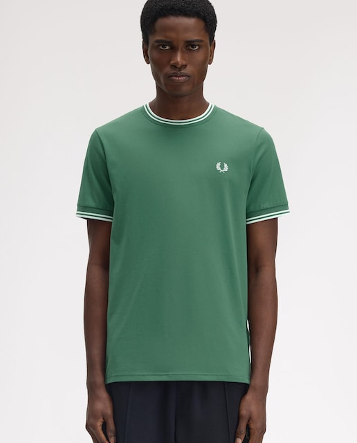 Imagen 0 de Camiseta de hombre de manga corta con ribete con dos franjas