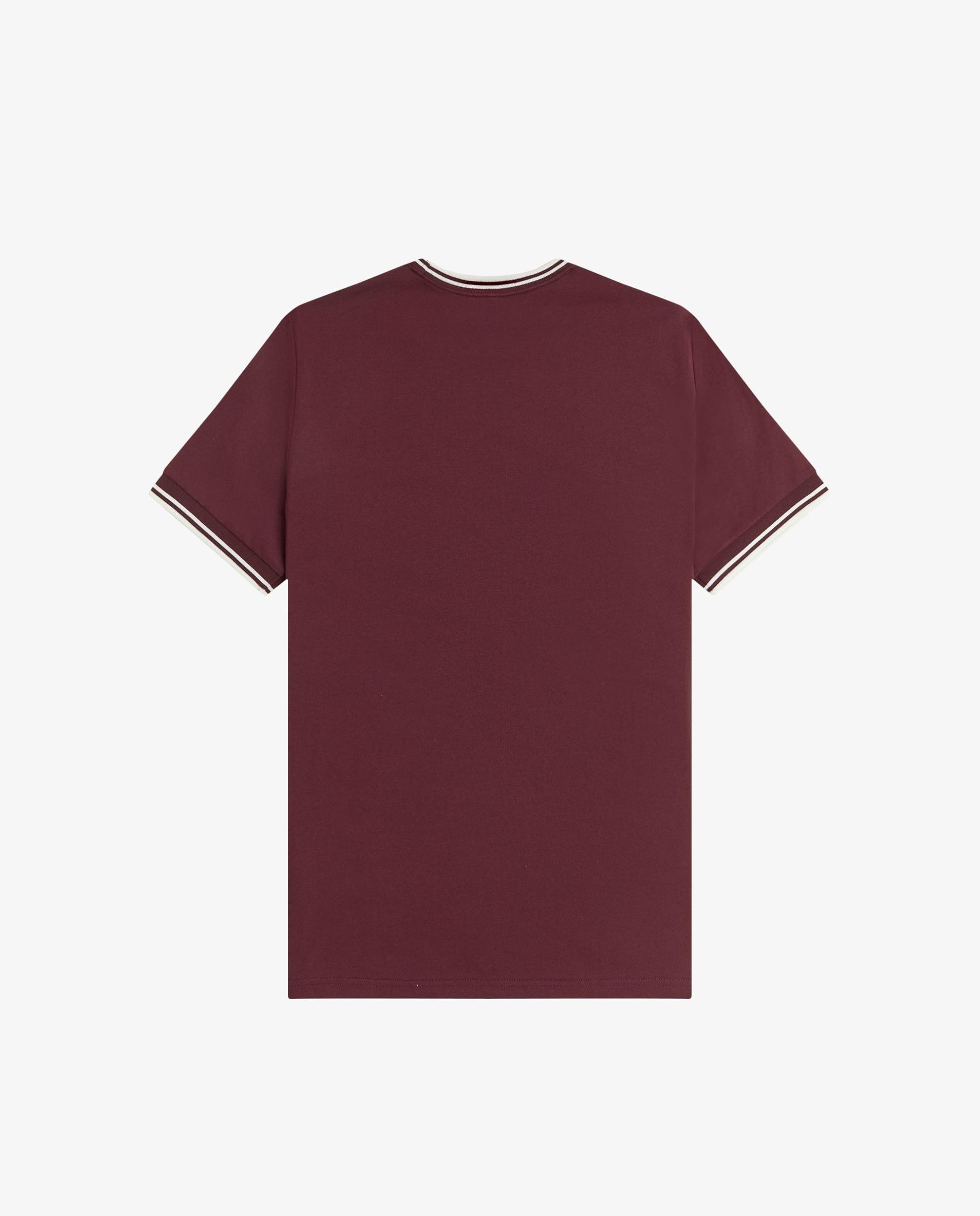 Imagen 5 de Camiseta de manga corta de hombre con ribete con dos franjas - Fred Perry - Granate Granate