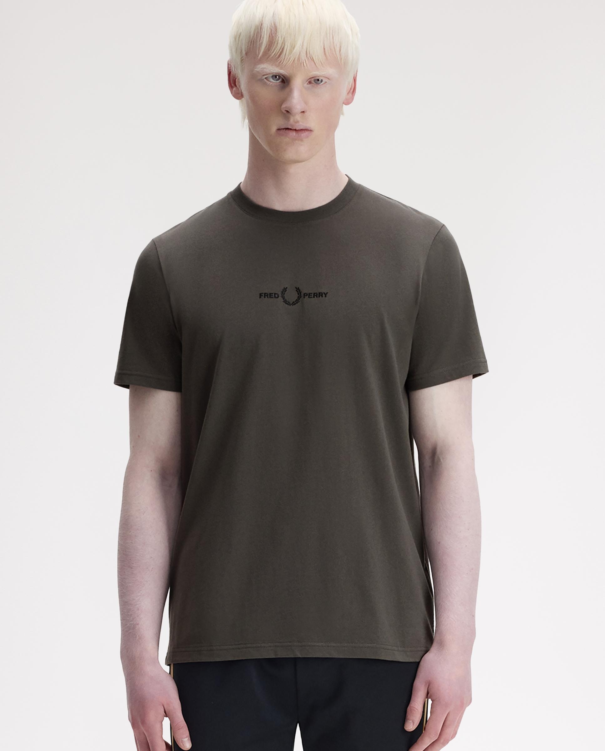 Camiseta de hombre de manga corta con cuello redondo - Fred Perry - Verde pardo Verde pardo-1