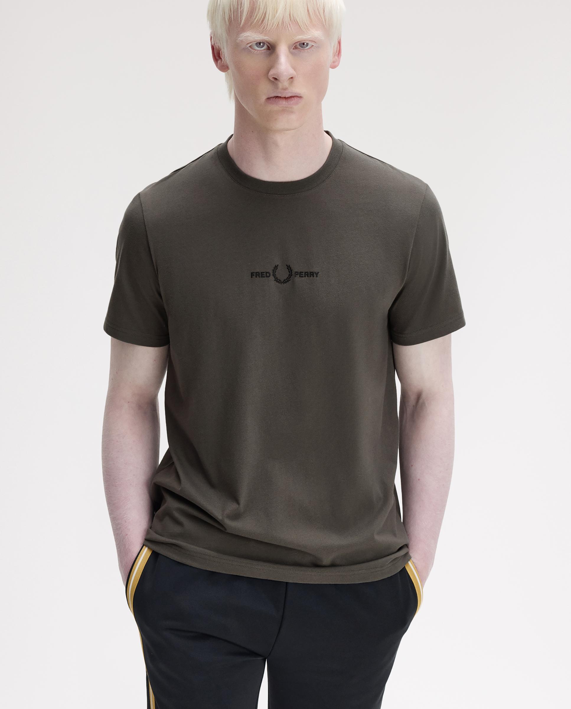 Camiseta de hombre de manga corta con cuello redondo - Fred Perry - Verde pardo Verde pardo-3