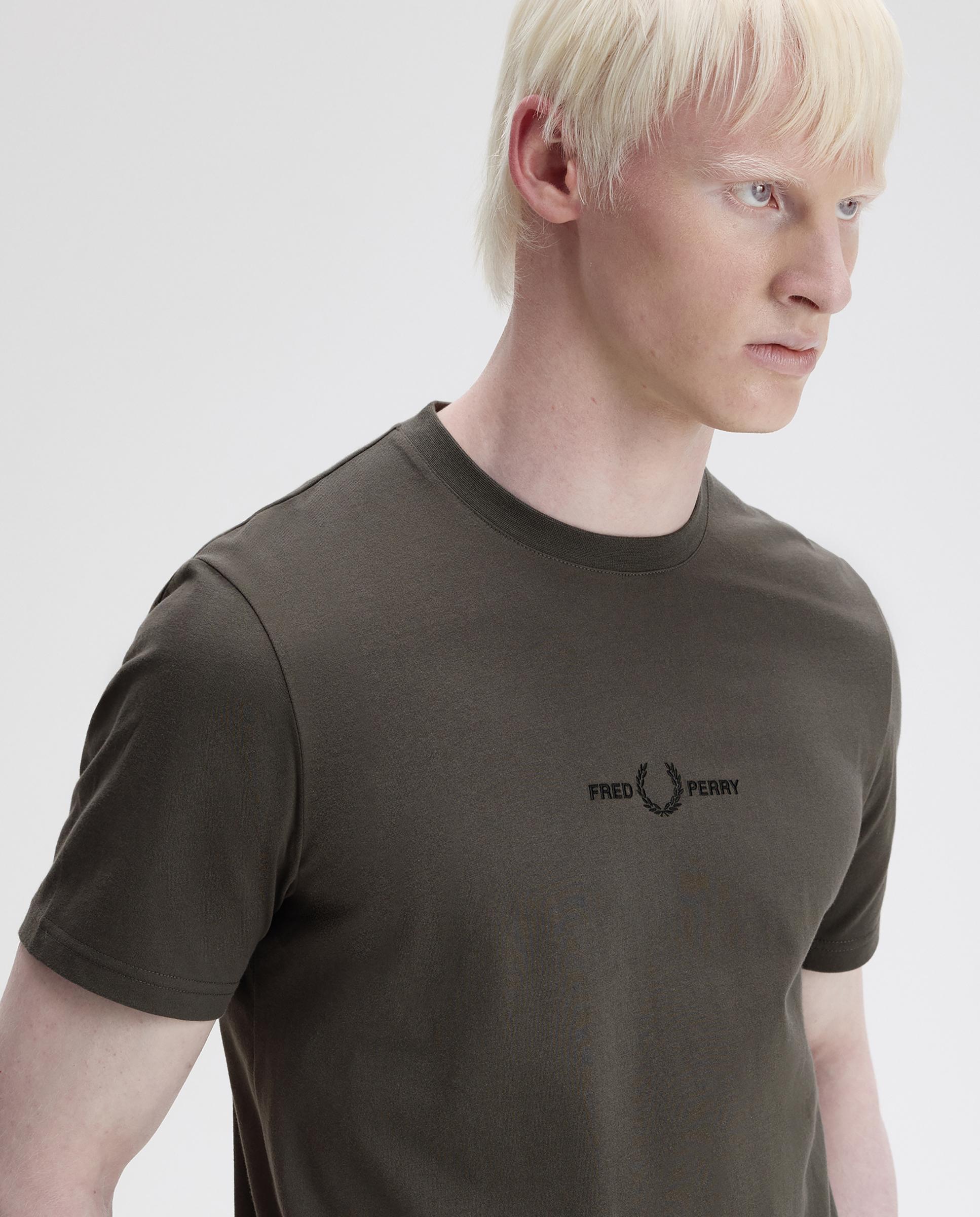 Camiseta de hombre de manga corta con cuello redondo - Fred Perry - Verde pardo Verde pardo-4