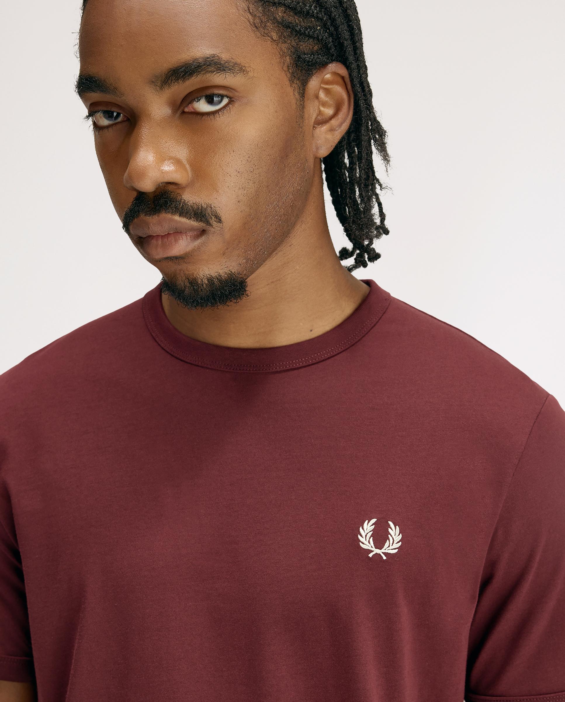 Camiseta de hombre ringer manga corta con cuello redondo - Fred Perry - Granate Granate-4
