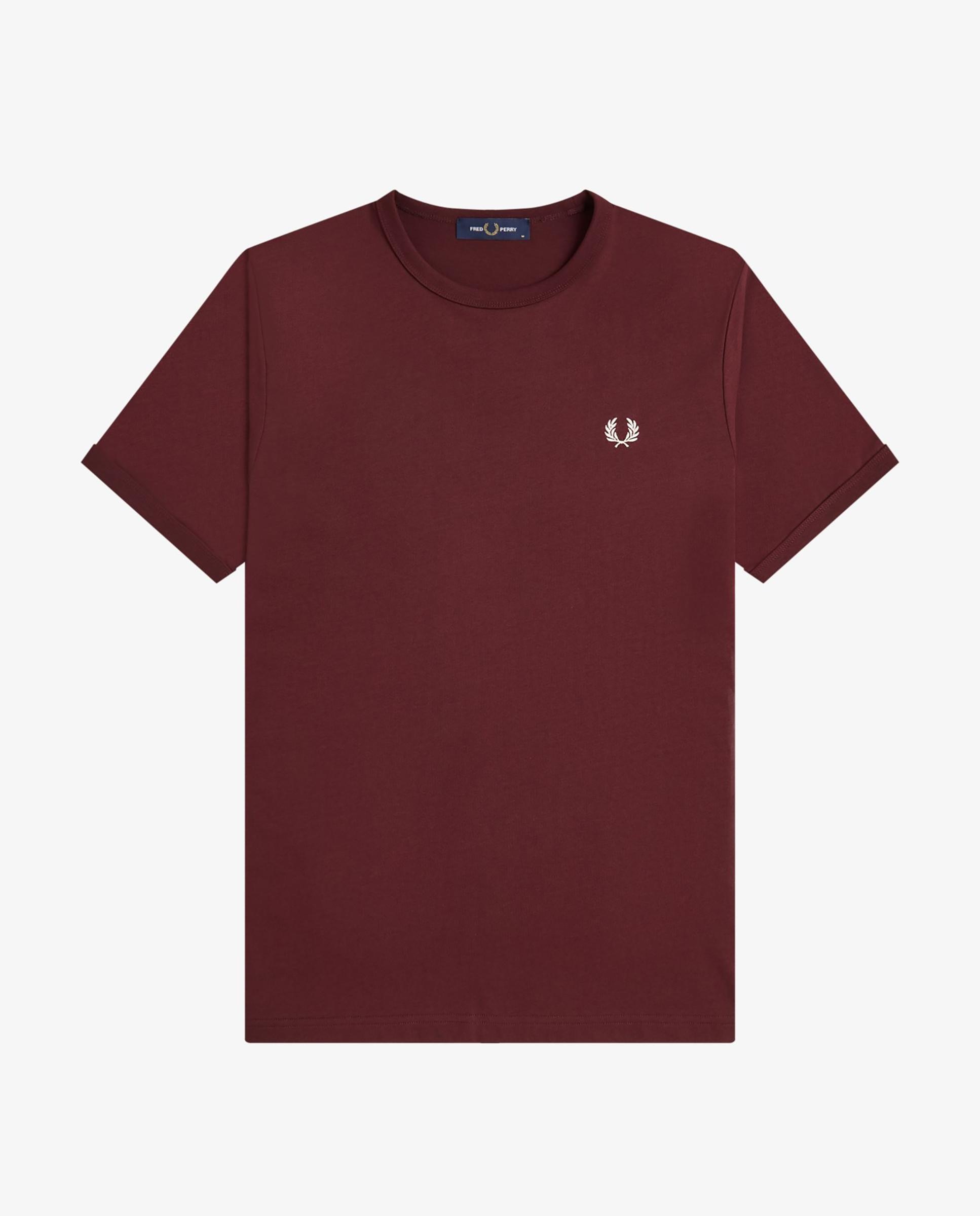 Camiseta de hombre ringer manga corta con cuello redondo - Fred Perry - Granate Granate-6
