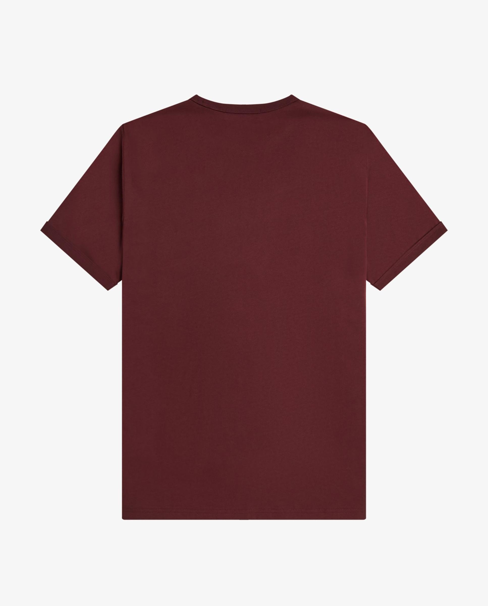 Camiseta de hombre ringer manga corta con cuello redondo - Fred Perry - Granate Granate-5