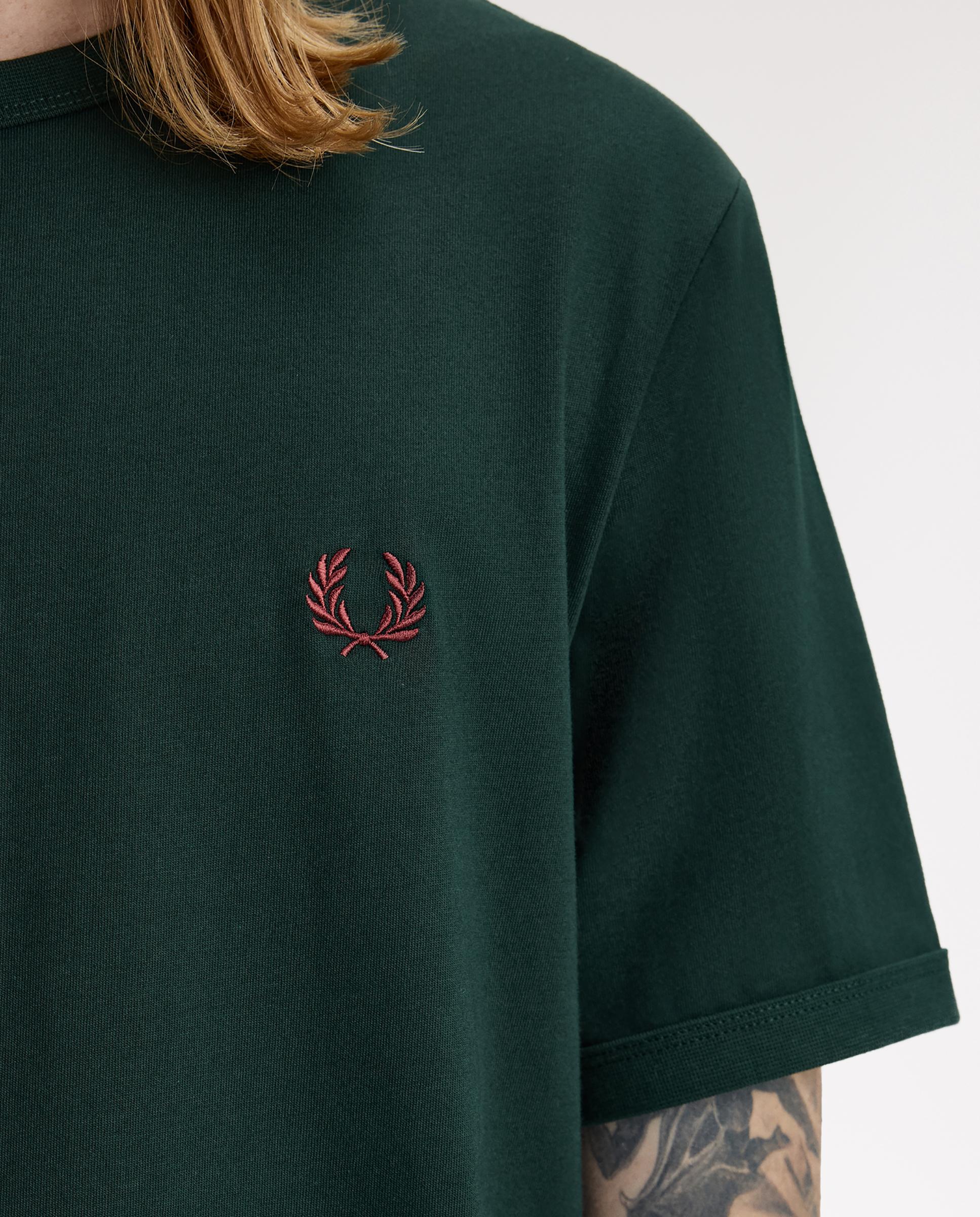Camiseta de hombre ringer manga corta con cuello redondo - Fred Perry - Verde oscuro Verde oscuro-4