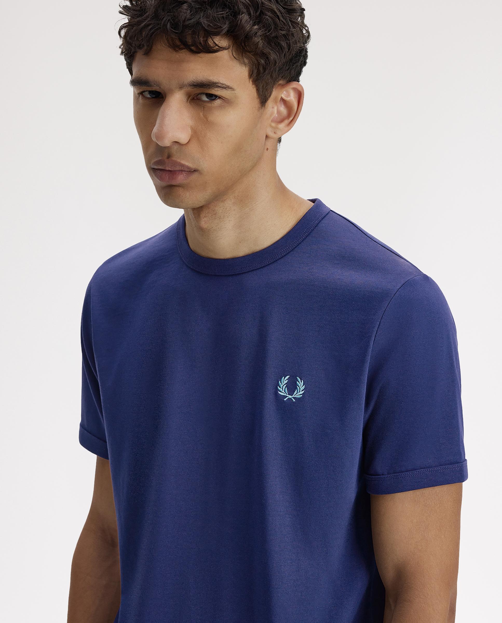 Imagen 3 de Camiseta de hombre ringer manga corta con cuello redondo - Fred Perry - Azul oscuro Azul oscuro