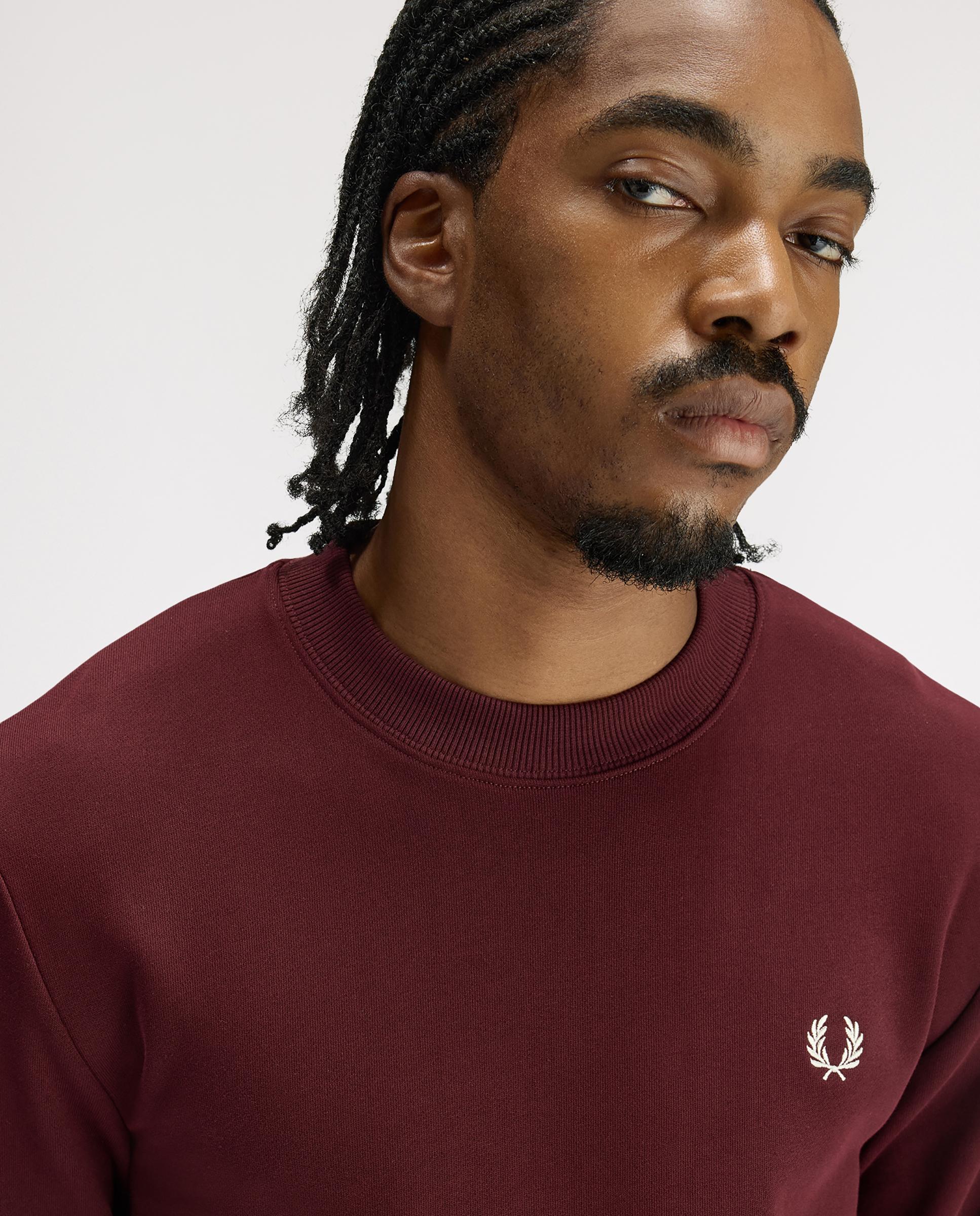 Sudadera de hombre cuello redondo con ribete con dos franjas - Fred Perry - Granate Granate-5