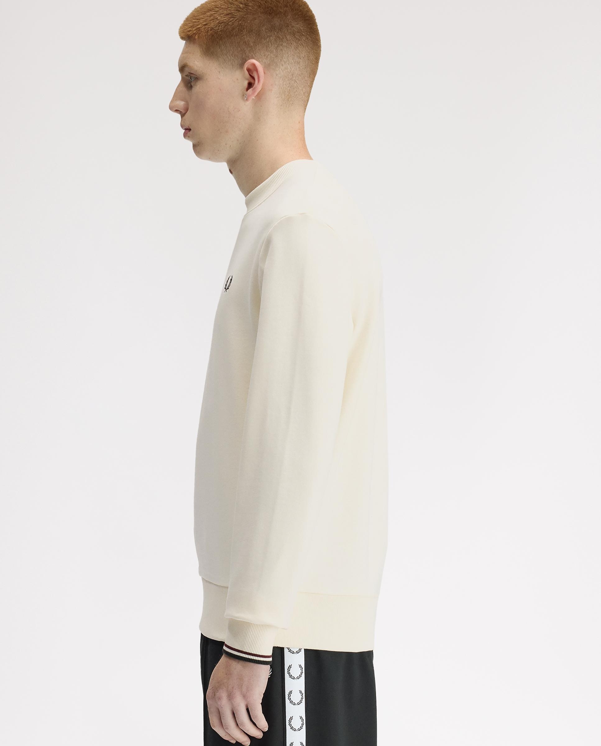 Sudadera de hombre cuello redondo con ribete con dos franjas - Fred Perry - Blanco roto Blanco roto-2