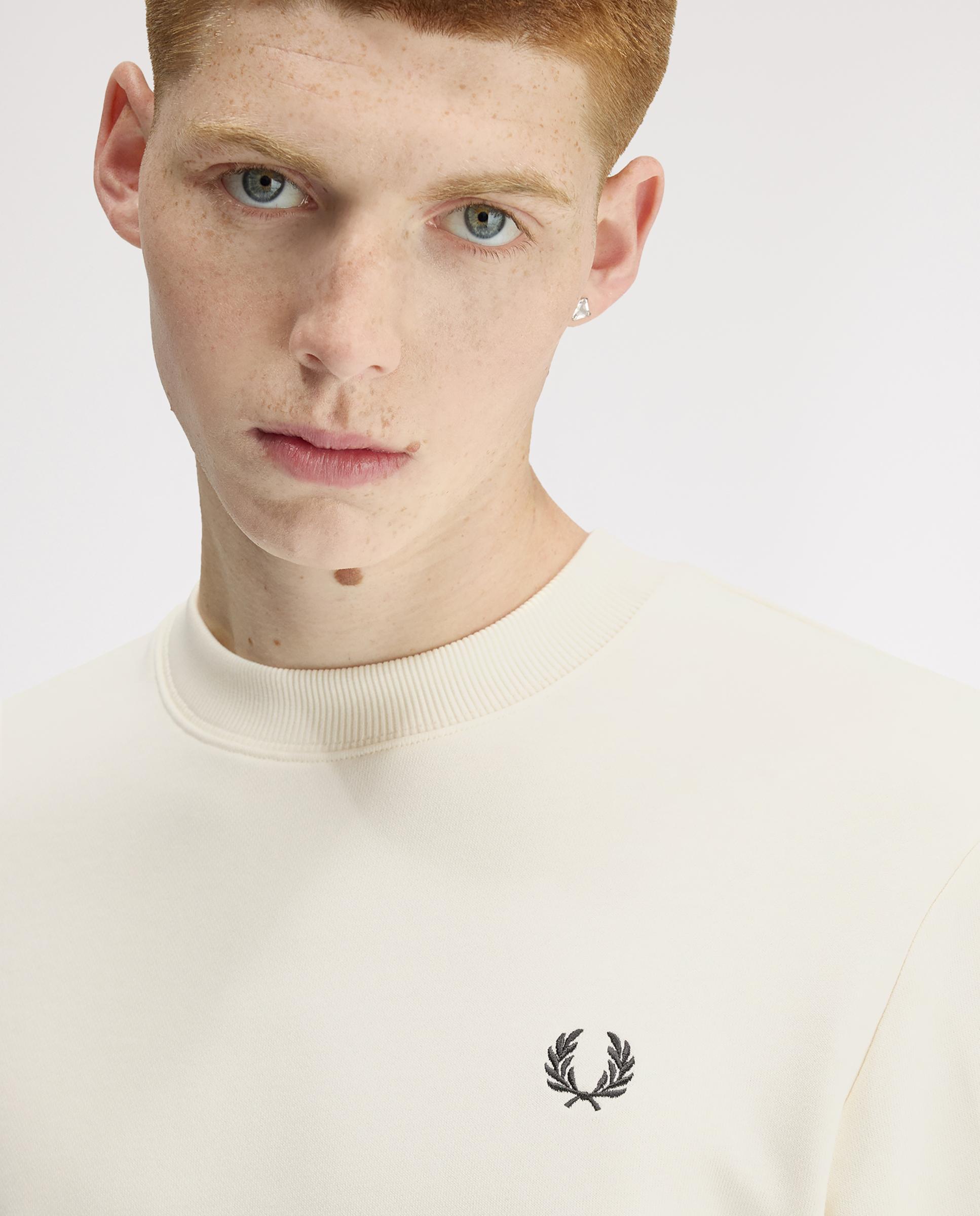 Sudadera de hombre cuello redondo con ribete con dos franjas - Fred Perry - Blanco roto Blanco roto-5