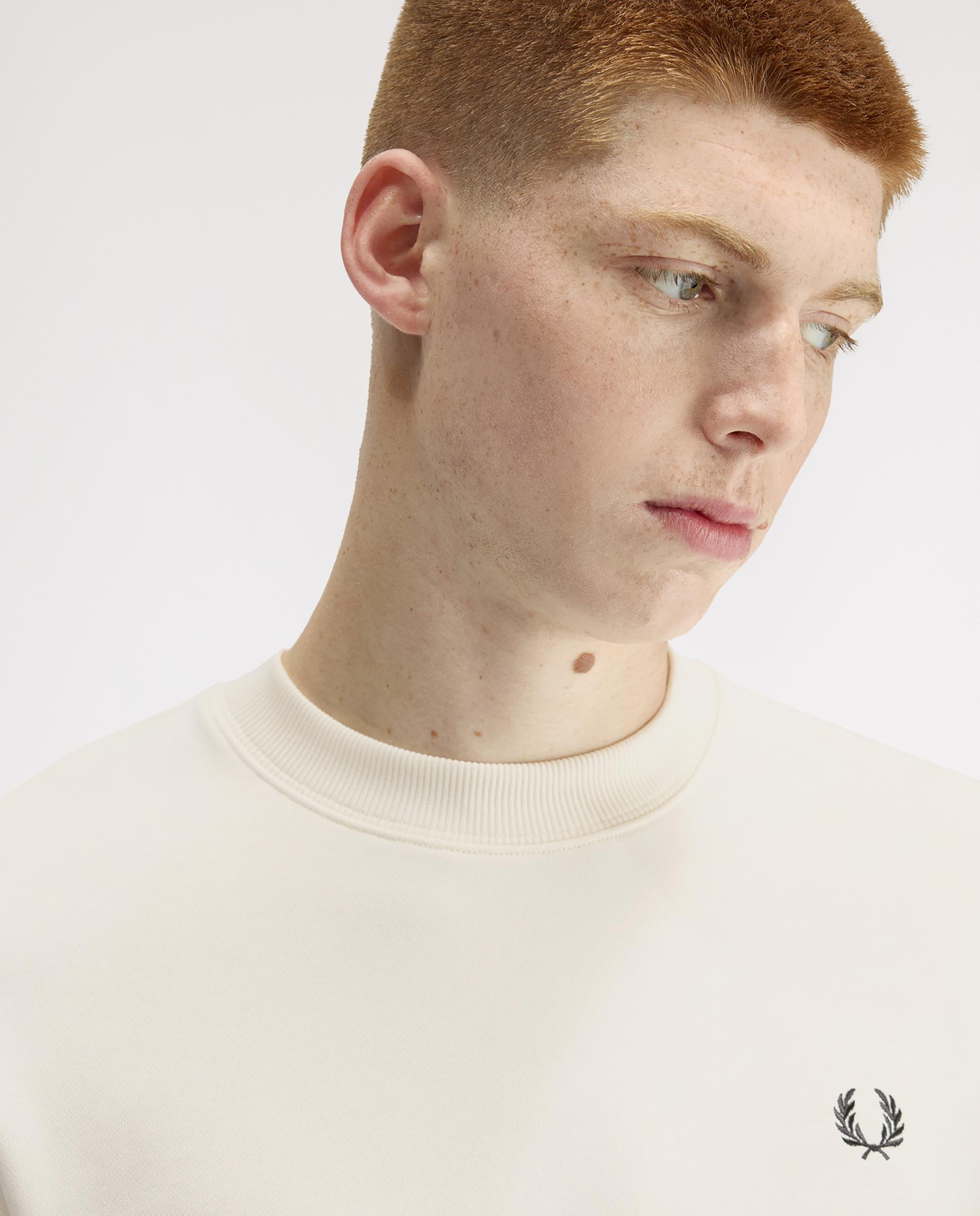 Sudadera de hombre cuello redondo con ribete con dos franjas - Fred Perry - Blanco roto Blanco roto-6