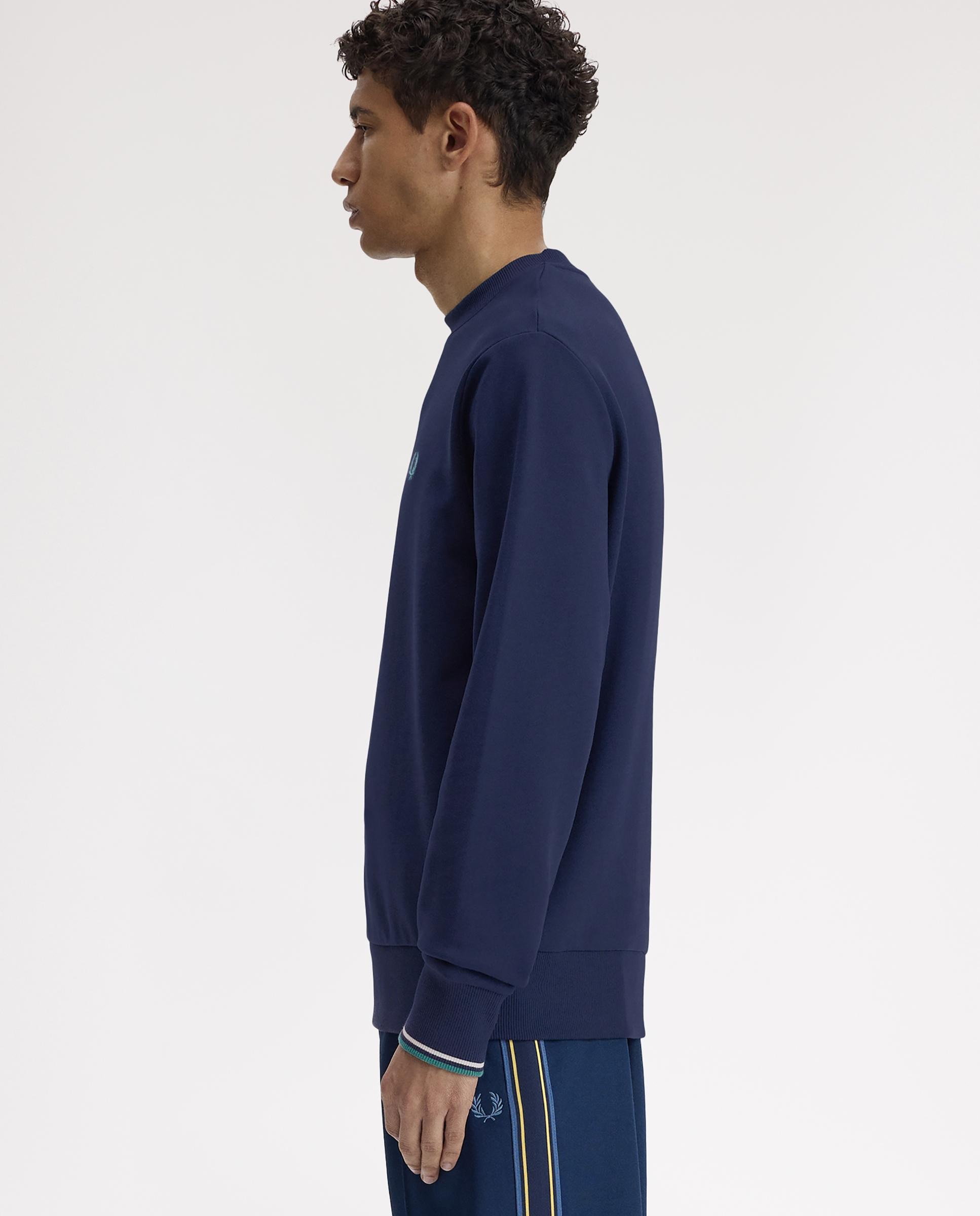 Sudadera de hombre con cuello redondo y ribete de dos franjas - Fred Perry - Azul oscuro Azul oscuro-2