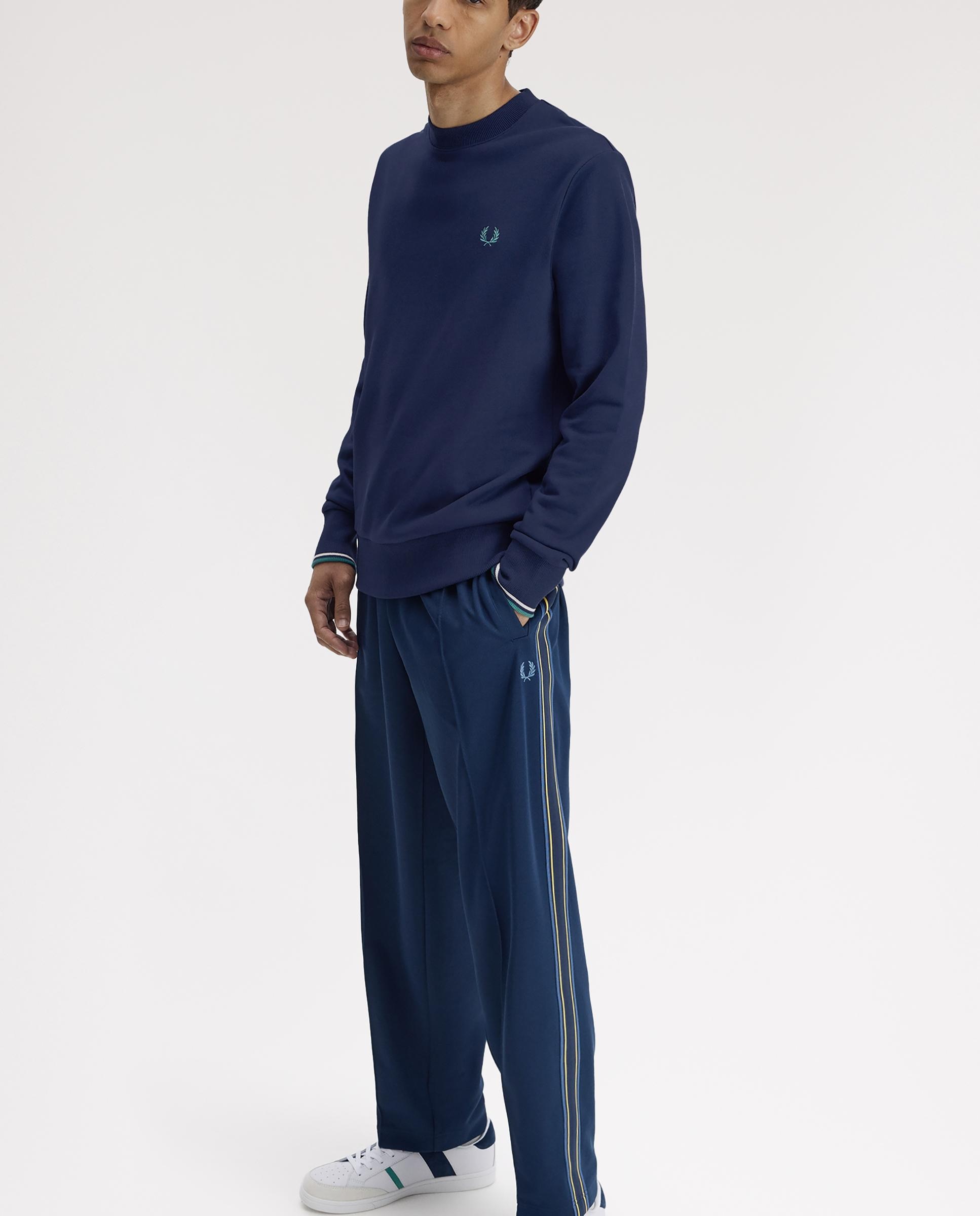 Sudadera de hombre con cuello redondo y ribete de dos franjas - Fred Perry - Azul oscuro Azul oscuro-3