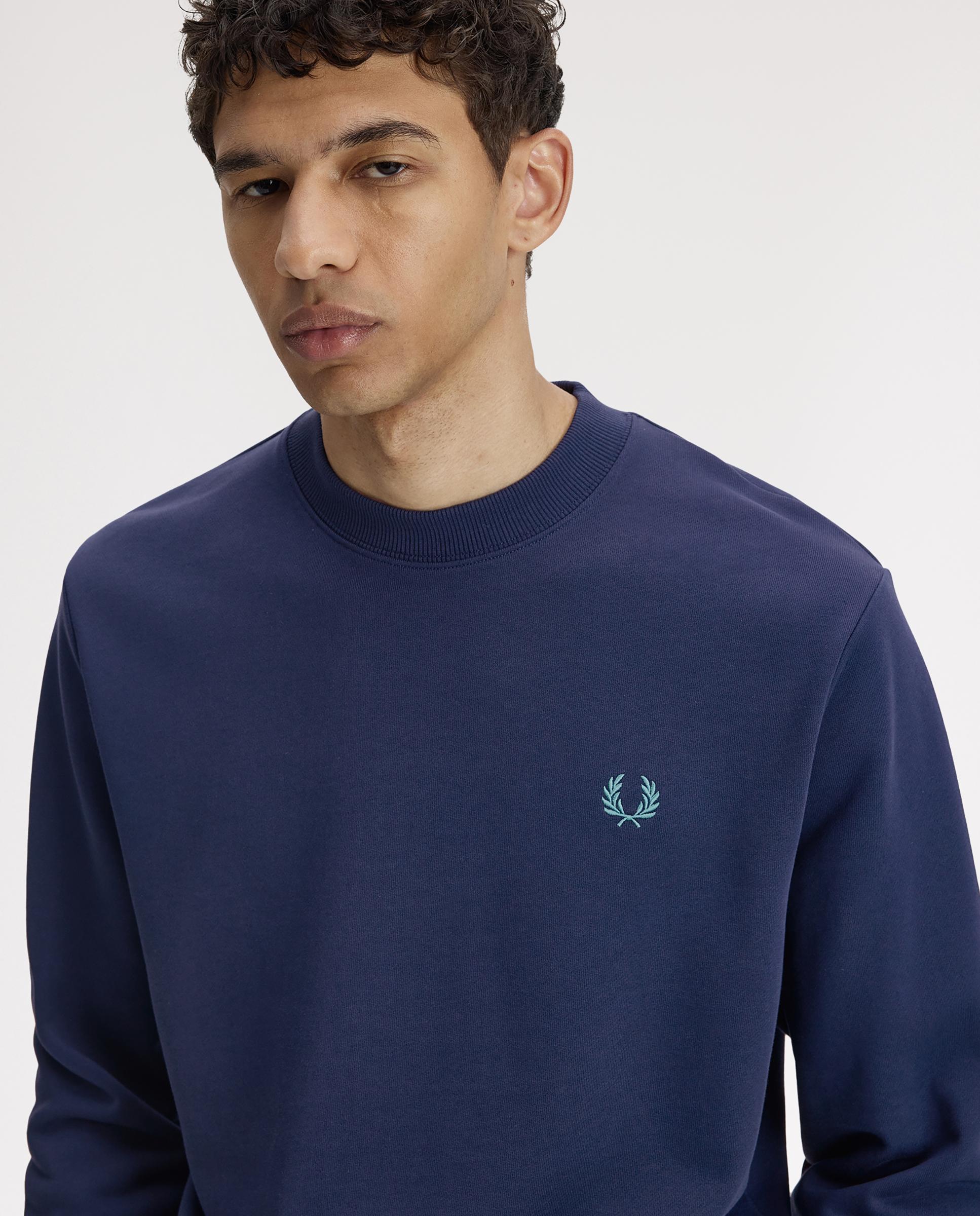 Sudadera de hombre con cuello redondo y ribete de dos franjas - Fred Perry - Azul oscuro Azul oscuro-4