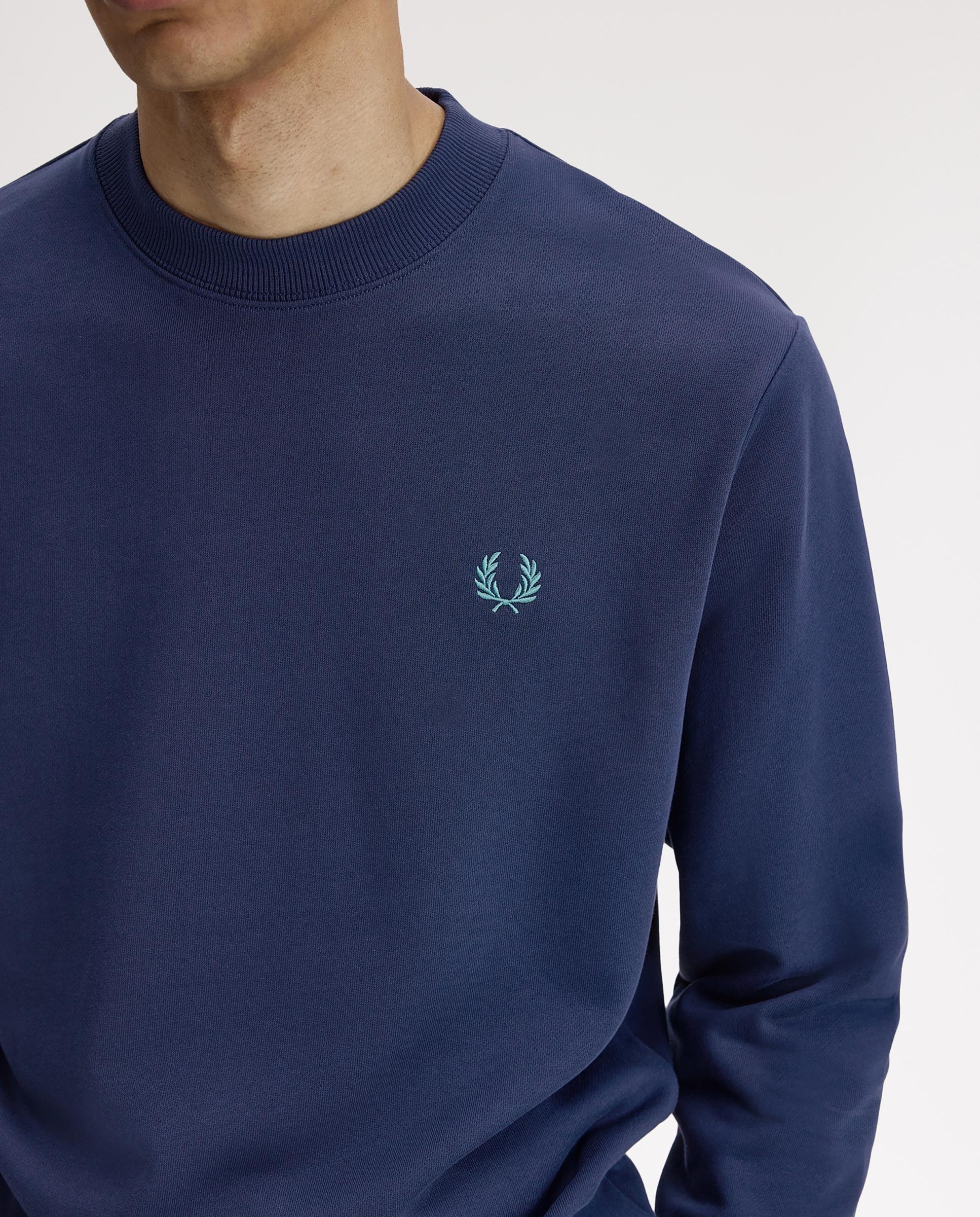 Sudadera de hombre con cuello redondo y ribete de dos franjas - Fred Perry - Azul oscuro Azul oscuro-5