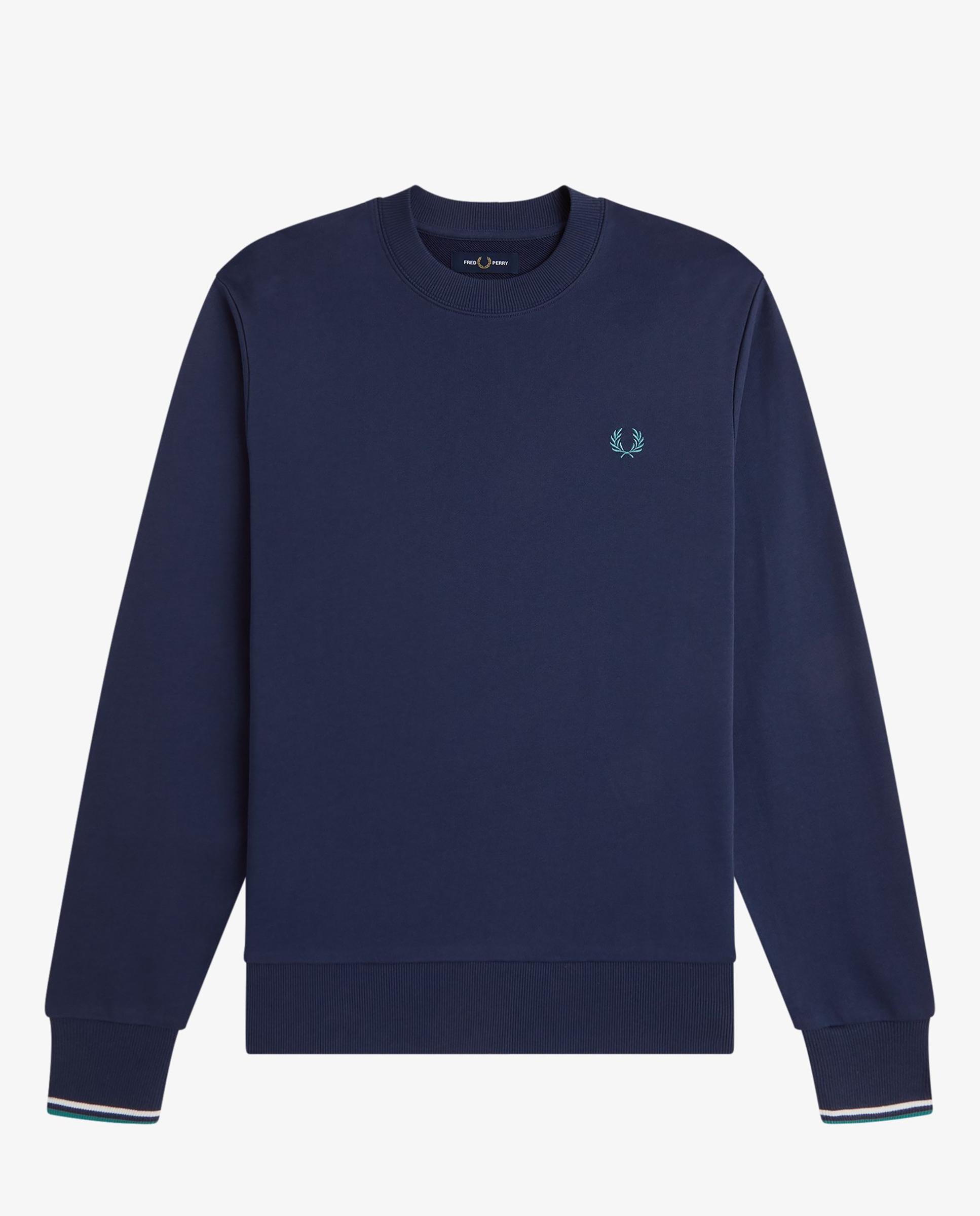 Sudadera de hombre con cuello redondo y ribete de dos franjas - Fred Perry - Azul oscuro Azul oscuro-7
