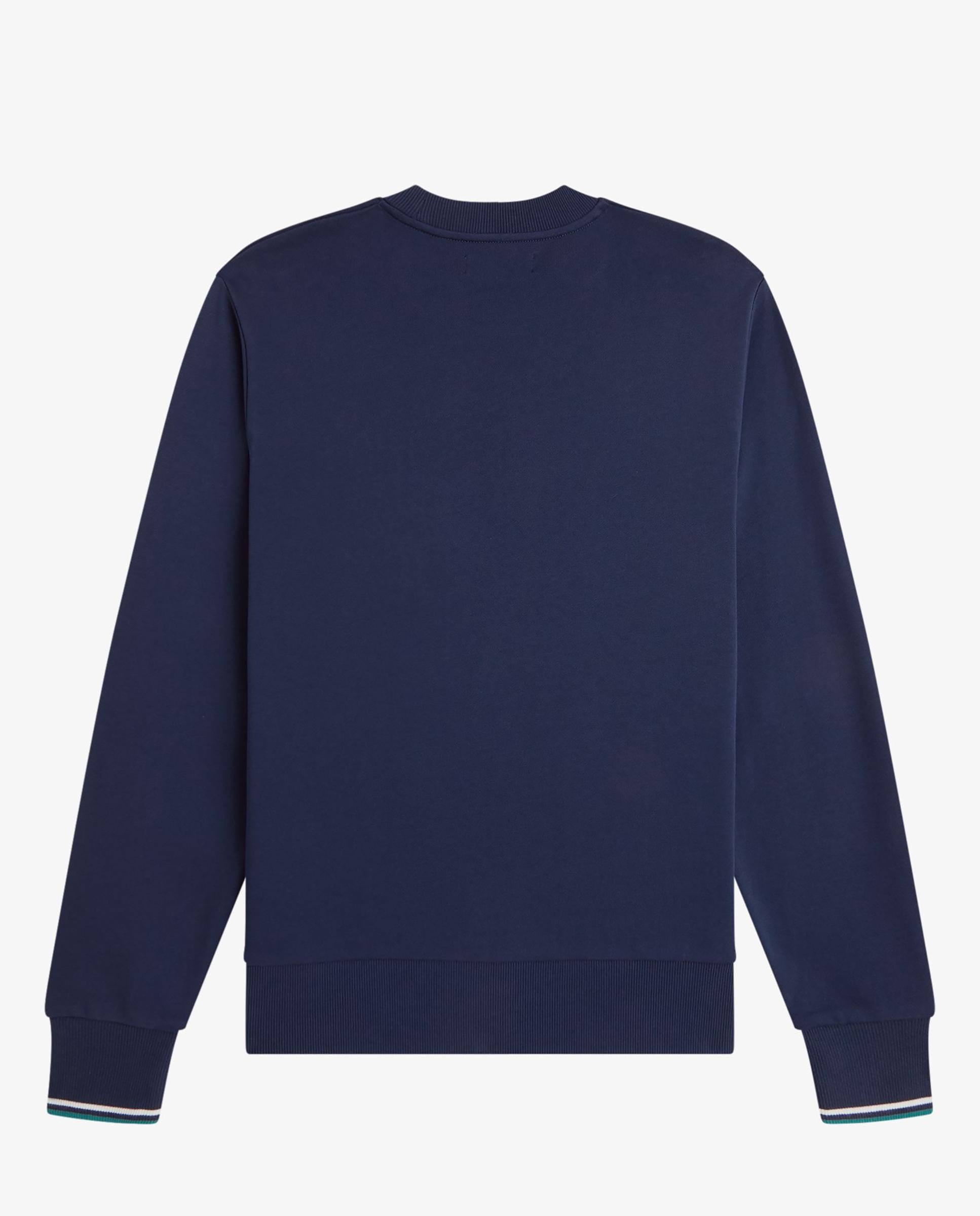 Sudadera de hombre con cuello redondo y ribete de dos franjas - Fred Perry - Azul oscuro Azul oscuro-6