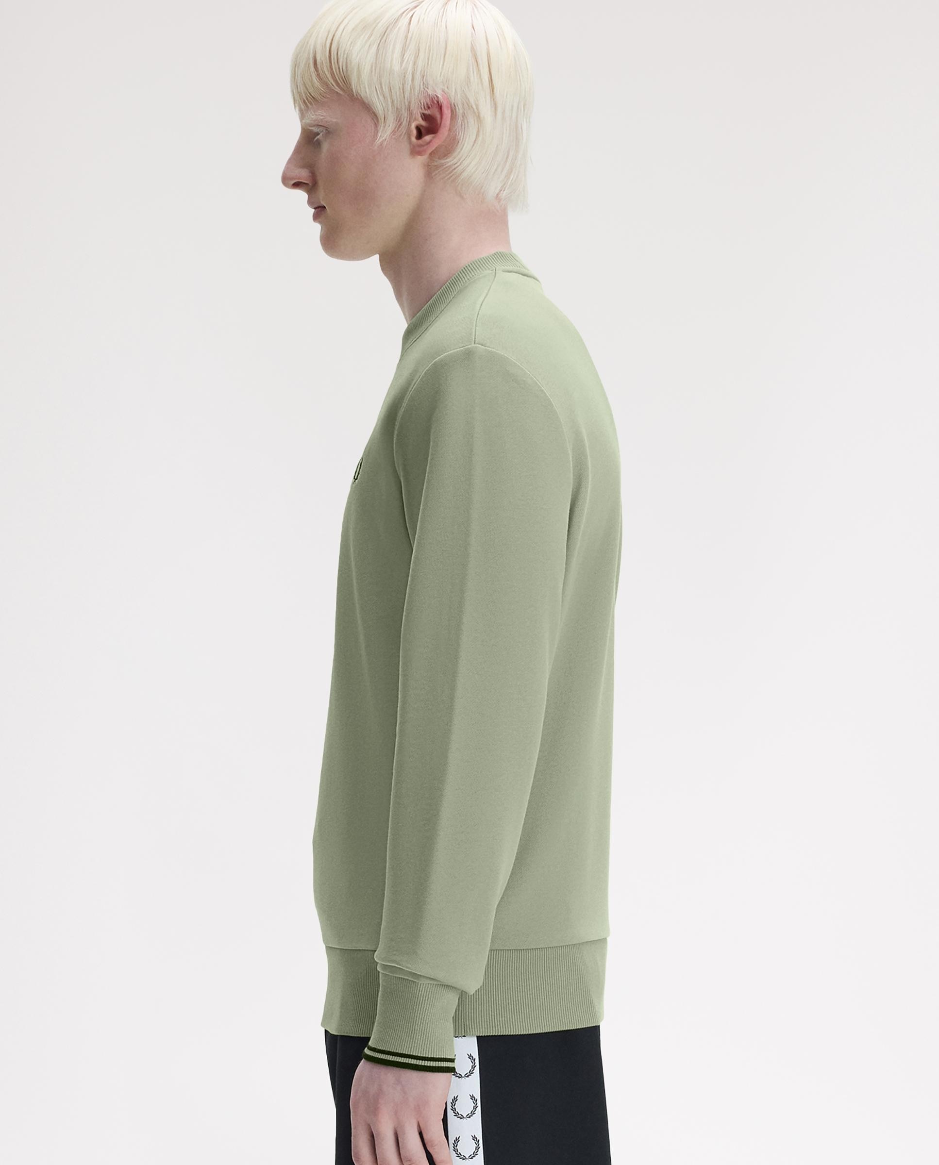 Sudadera de hombre con cuello redondo y ribete de dos franjas - Fred Perry - Verde Agua Verde Agua-2