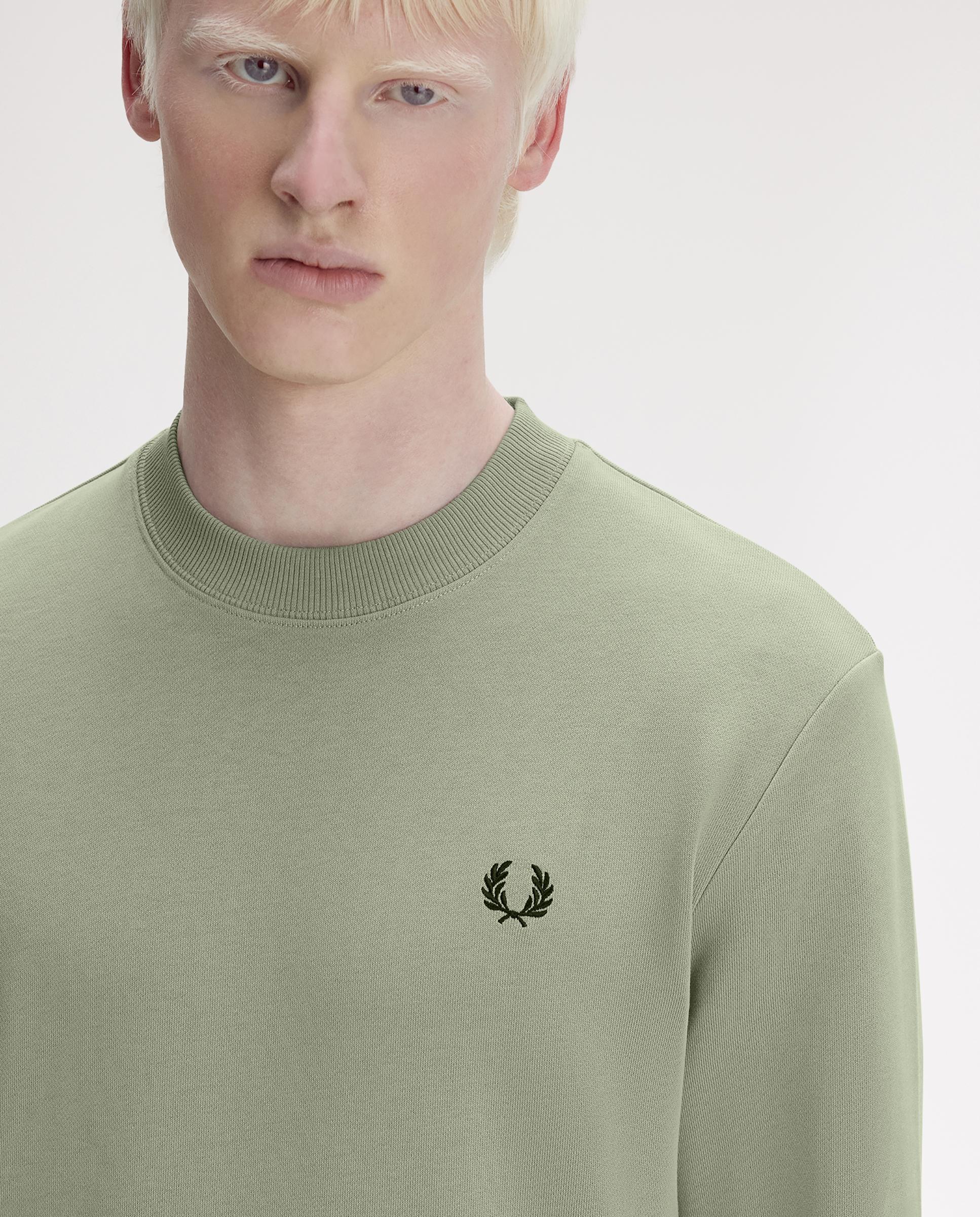 Sudadera de hombre con cuello redondo y ribete de dos franjas - Fred Perry - Verde Agua Verde Agua-4