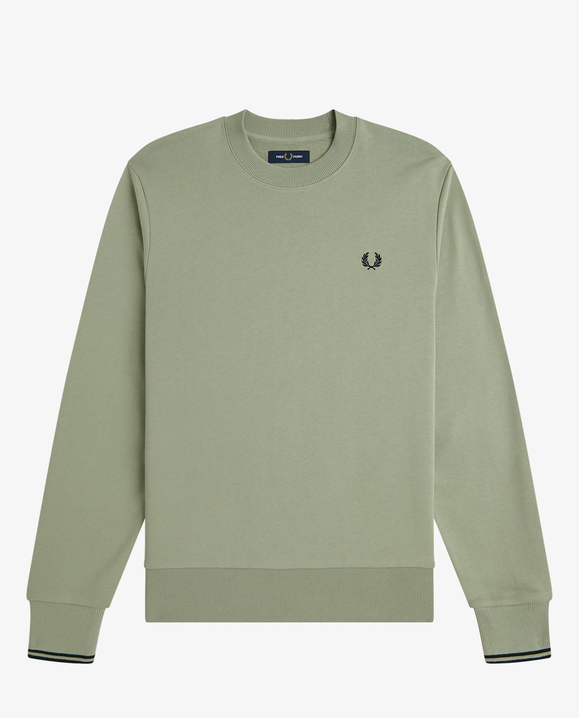 Sudadera de hombre con cuello redondo y ribete de dos franjas - Fred Perry - Verde Agua Verde Agua-7