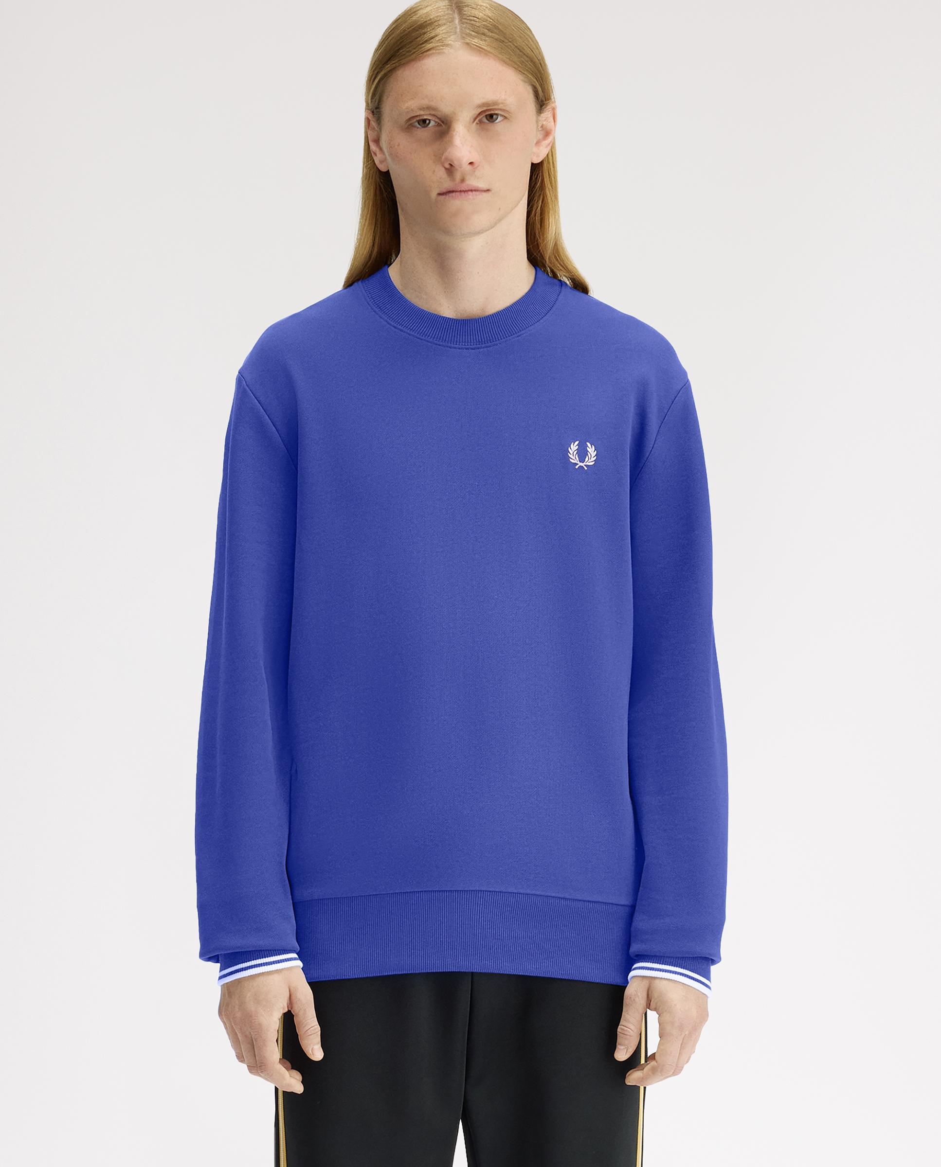 Sudadera de hombre con cuello redondo y ribete de dos franjas - Fred Perry - Azul royal Azul royal-1
