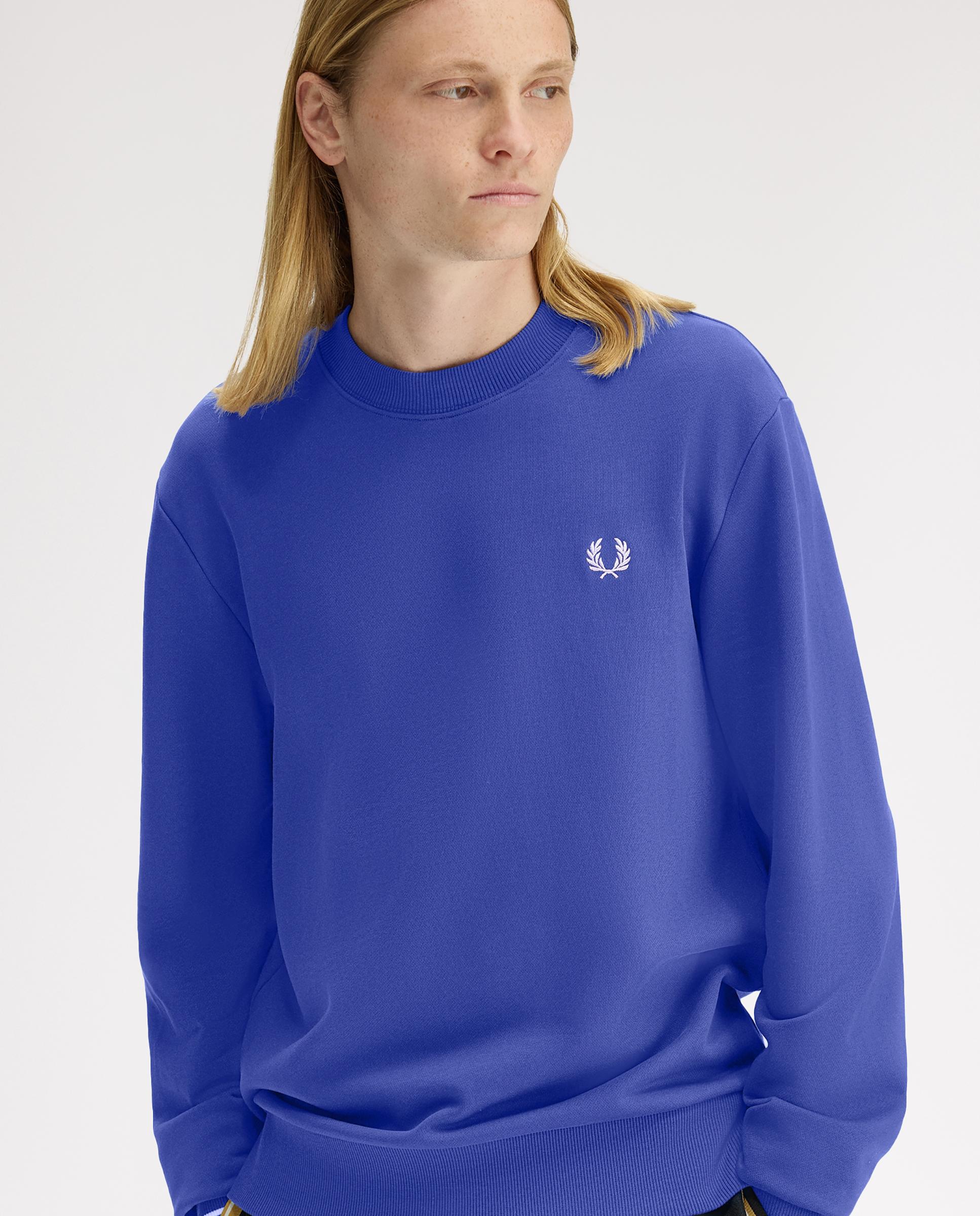 Sudadera de hombre con cuello redondo y ribete de dos franjas - Fred Perry - Azul royal Azul royal-3