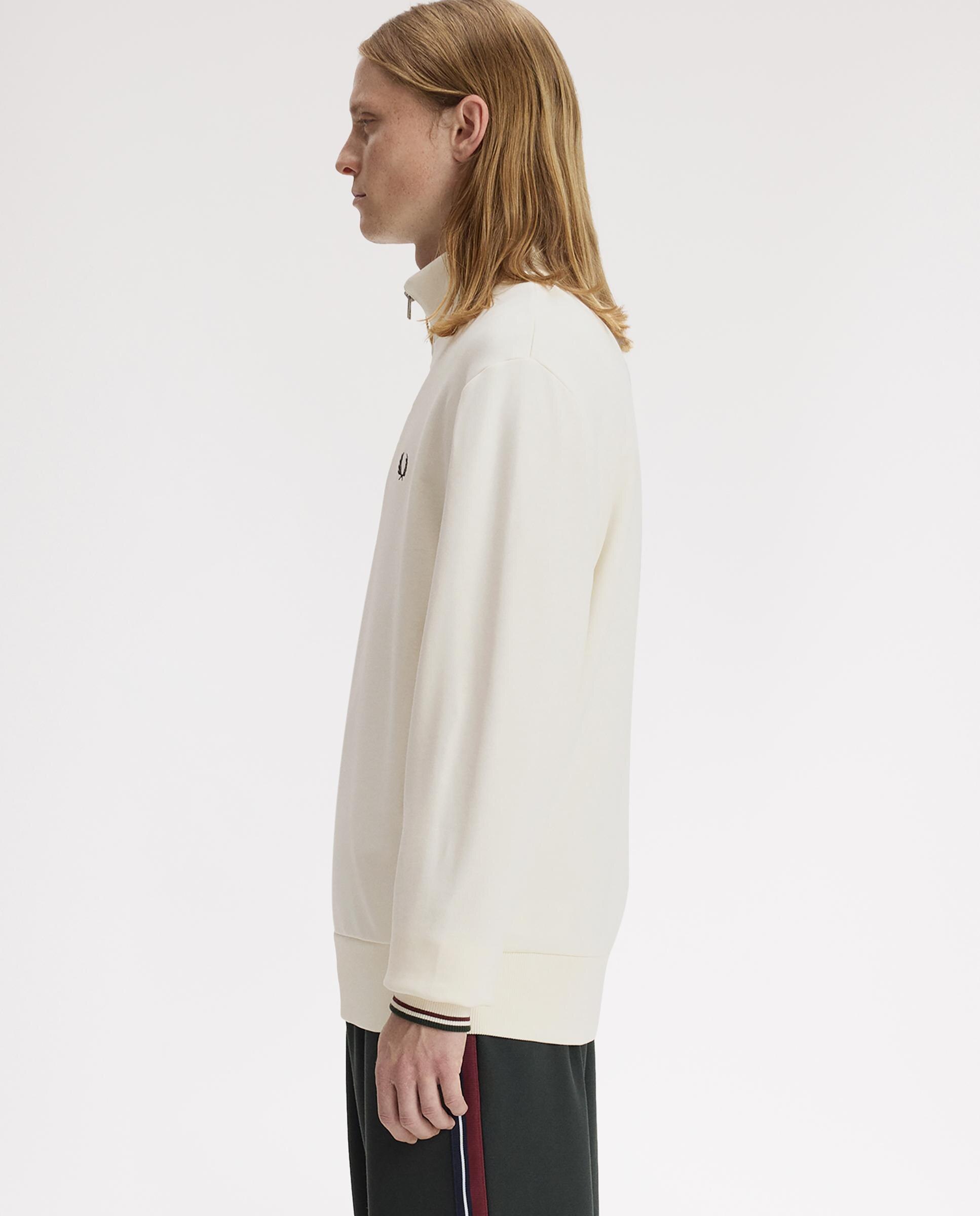 Sudadera de hombre con media cremallera y ribetes a contraste - Fred Perry - Crudo Crudo-2