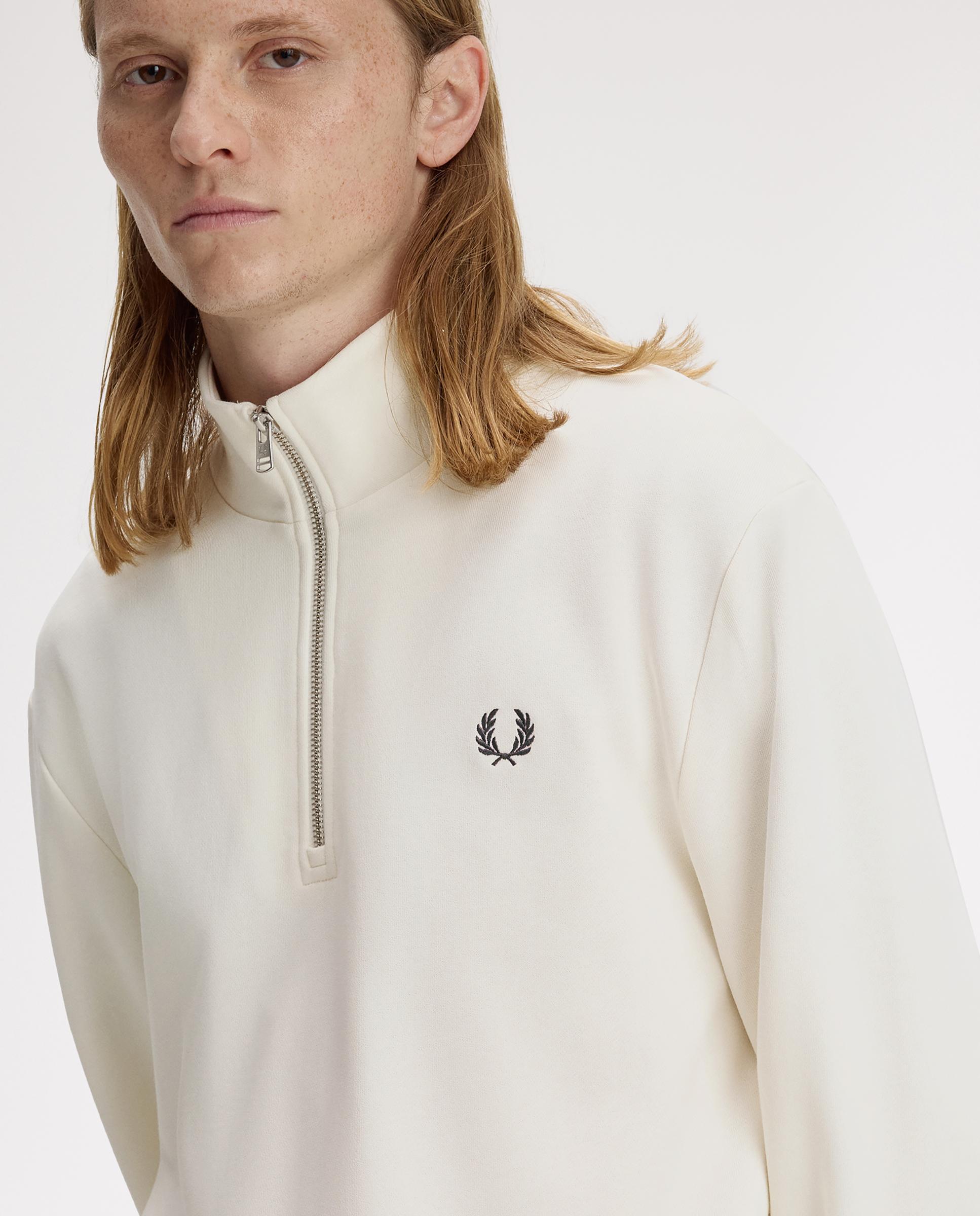Sudadera de hombre con media cremallera y ribetes a contraste - Fred Perry - Crudo Crudo-5