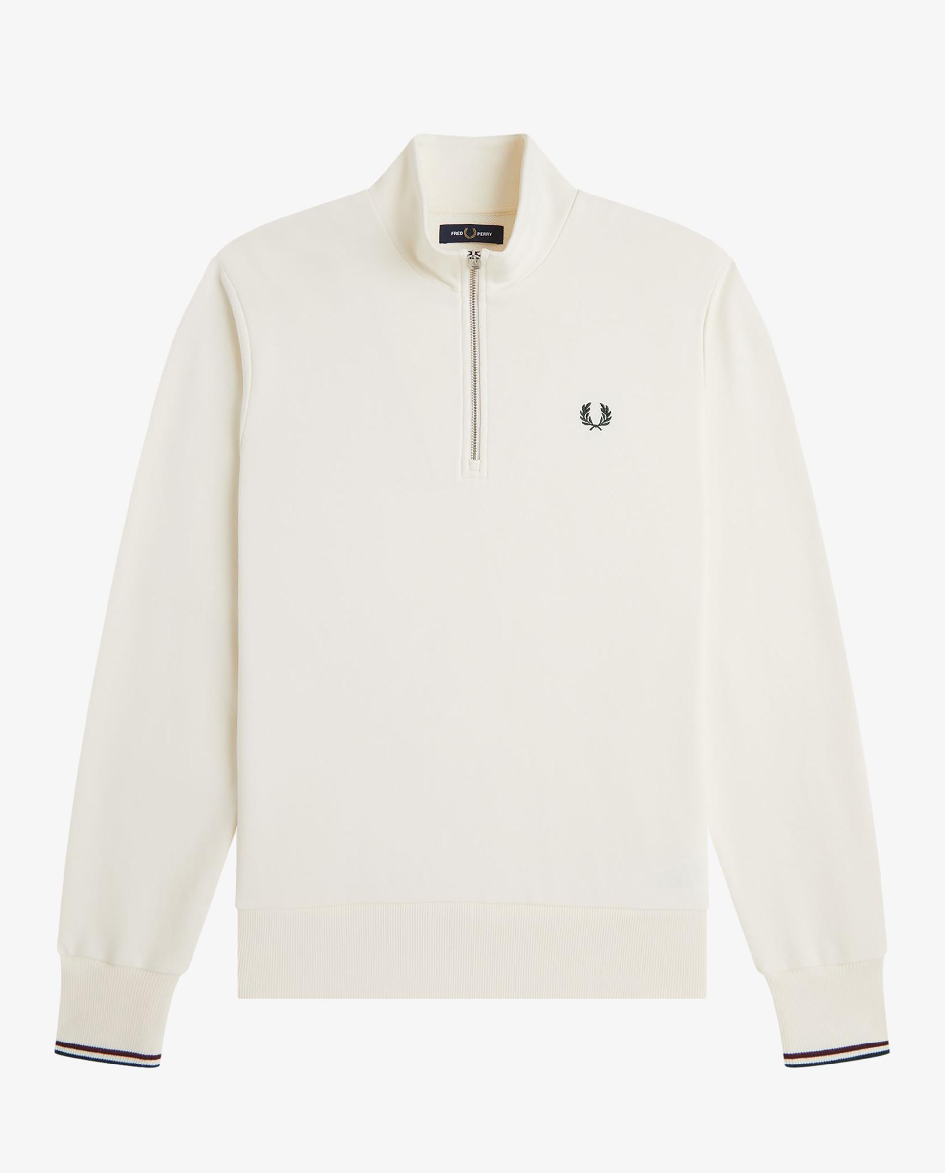 Sudadera de hombre con media cremallera y ribetes a contraste - Fred Perry - Crudo Crudo-7