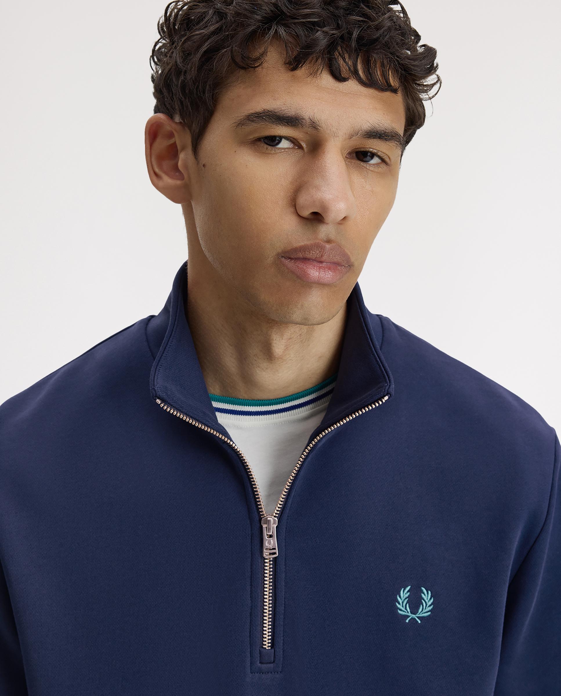 Sudadera de hombre con media cremallera y ribetes a contraste - Fred Perry - Azul oscuro Azul oscuro-4