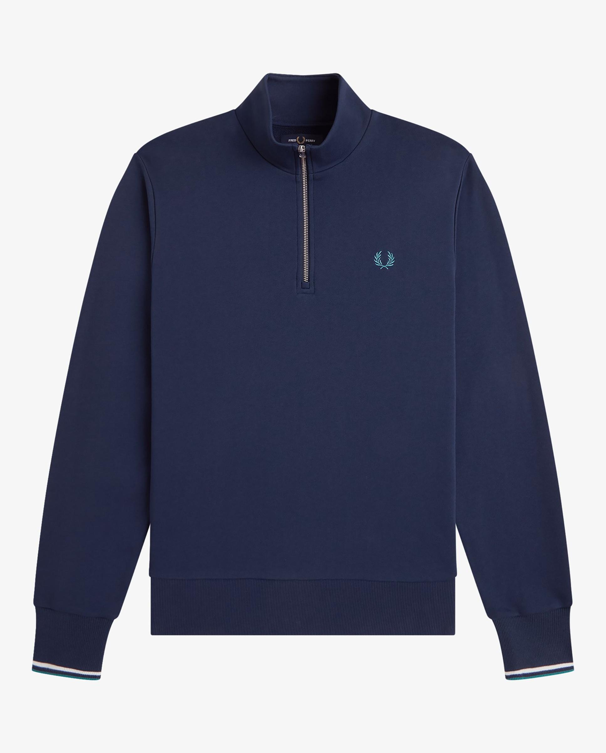 Sudadera de hombre con media cremallera y ribetes a contraste - Fred Perry - Azul oscuro Azul oscuro-7