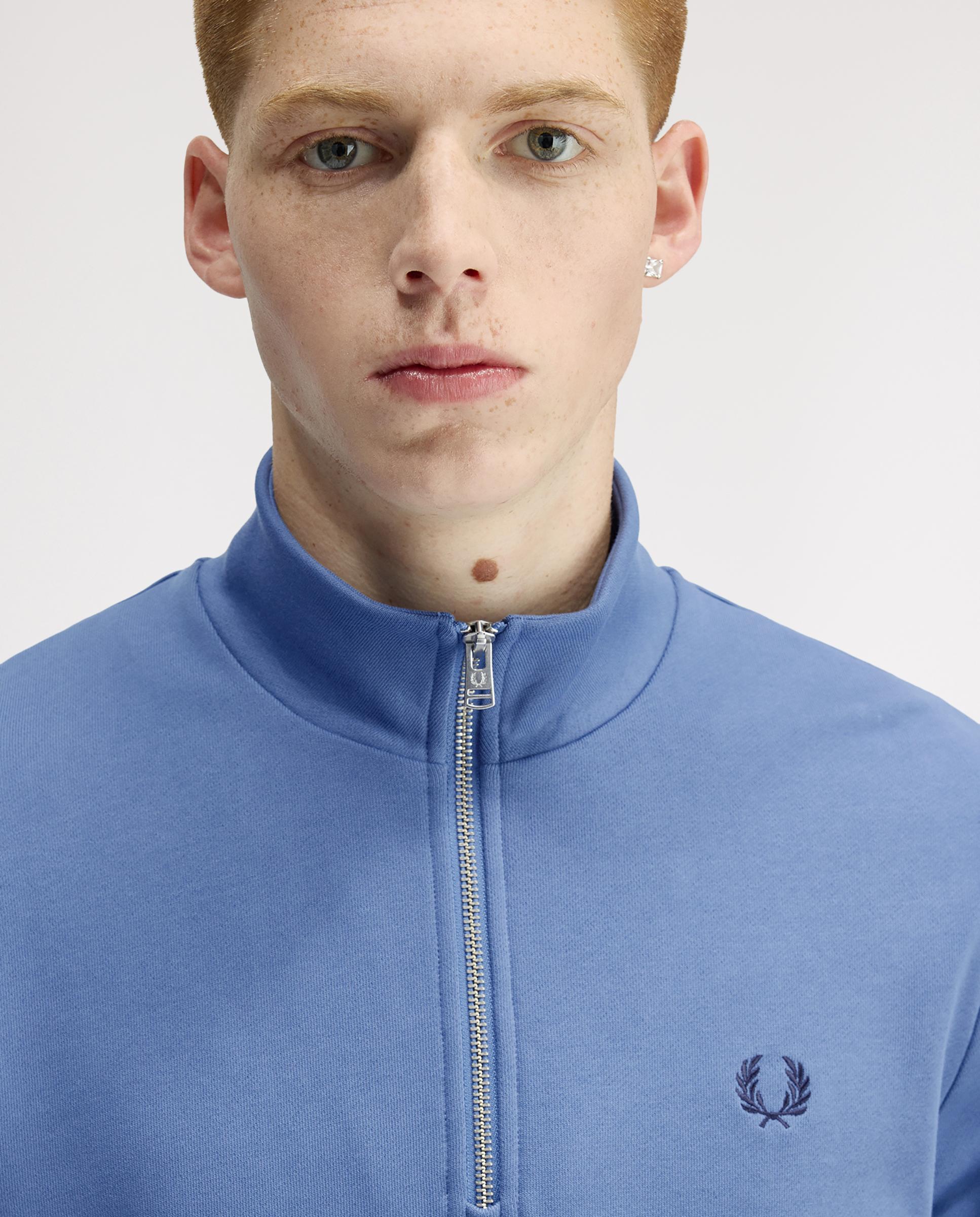 Sudadera de hombre con media cremallera y ribetes a contraste - Fred Perry - Azul Azul-5