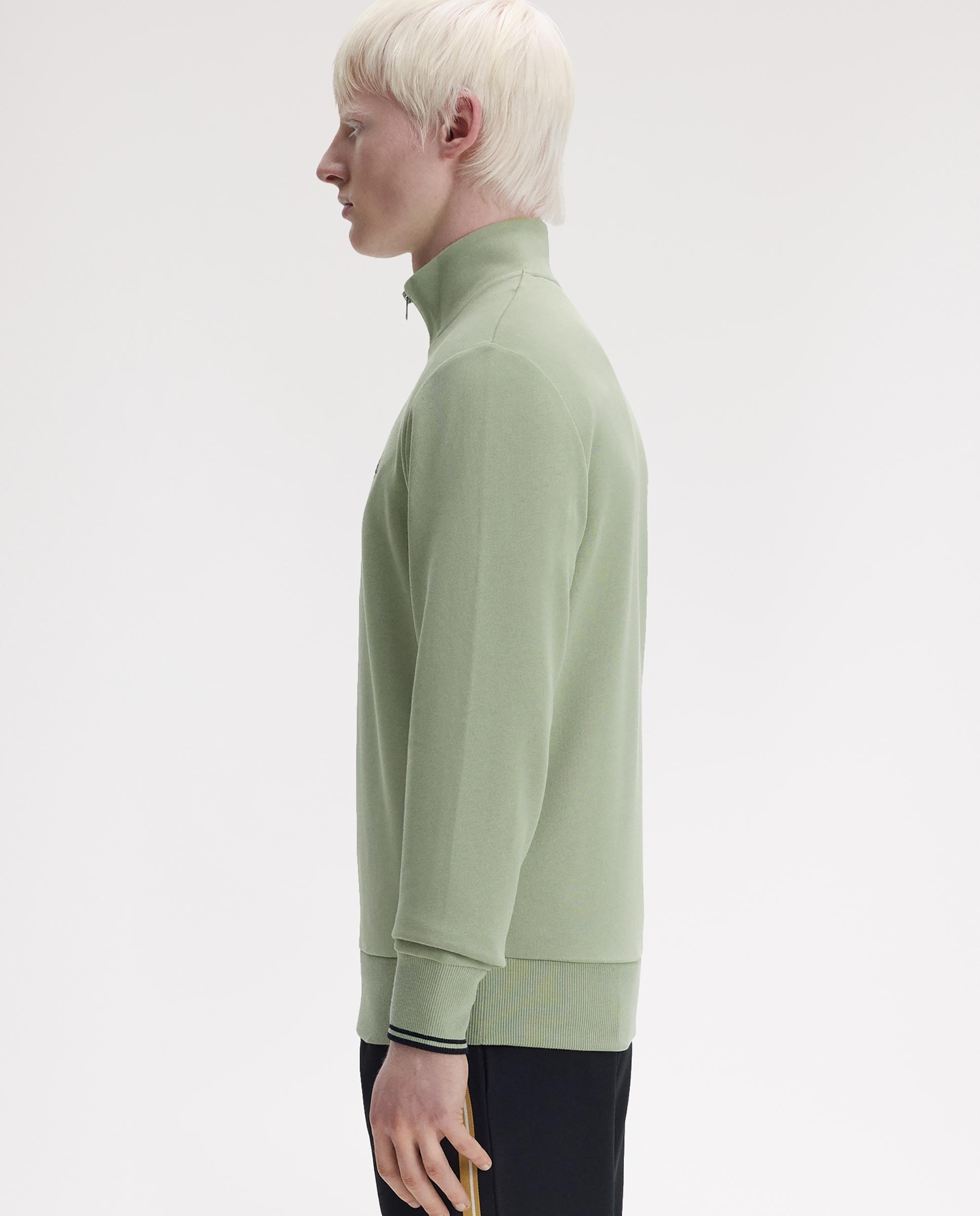Sudadera de hombre con media cremallera y ribetes a contraste - Fred Perry - Verde claro Verde claro-2