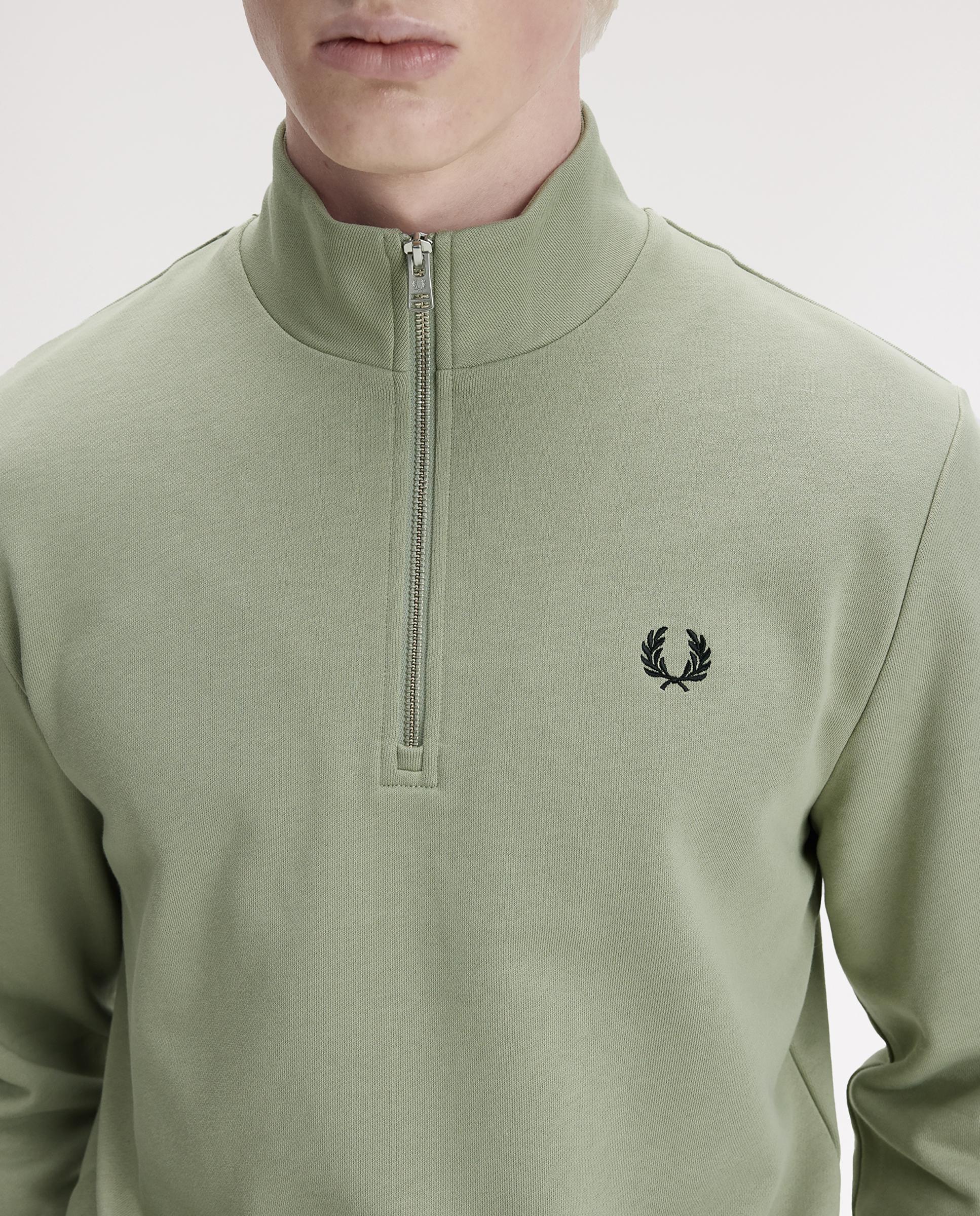 Sudadera de hombre con media cremallera y ribetes a contraste - Fred Perry - Verde claro Verde claro-5