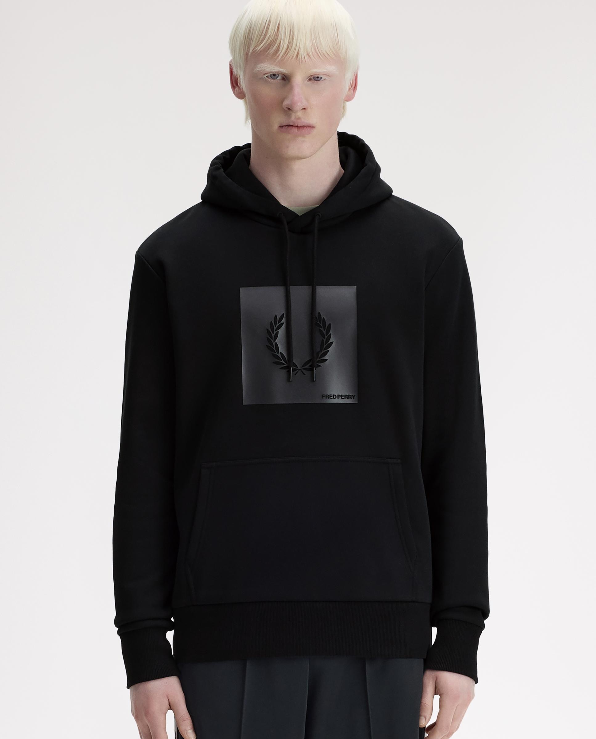 Imagen 0 de Sudadera de hombre con capucha y logotipo encuadrado Negro