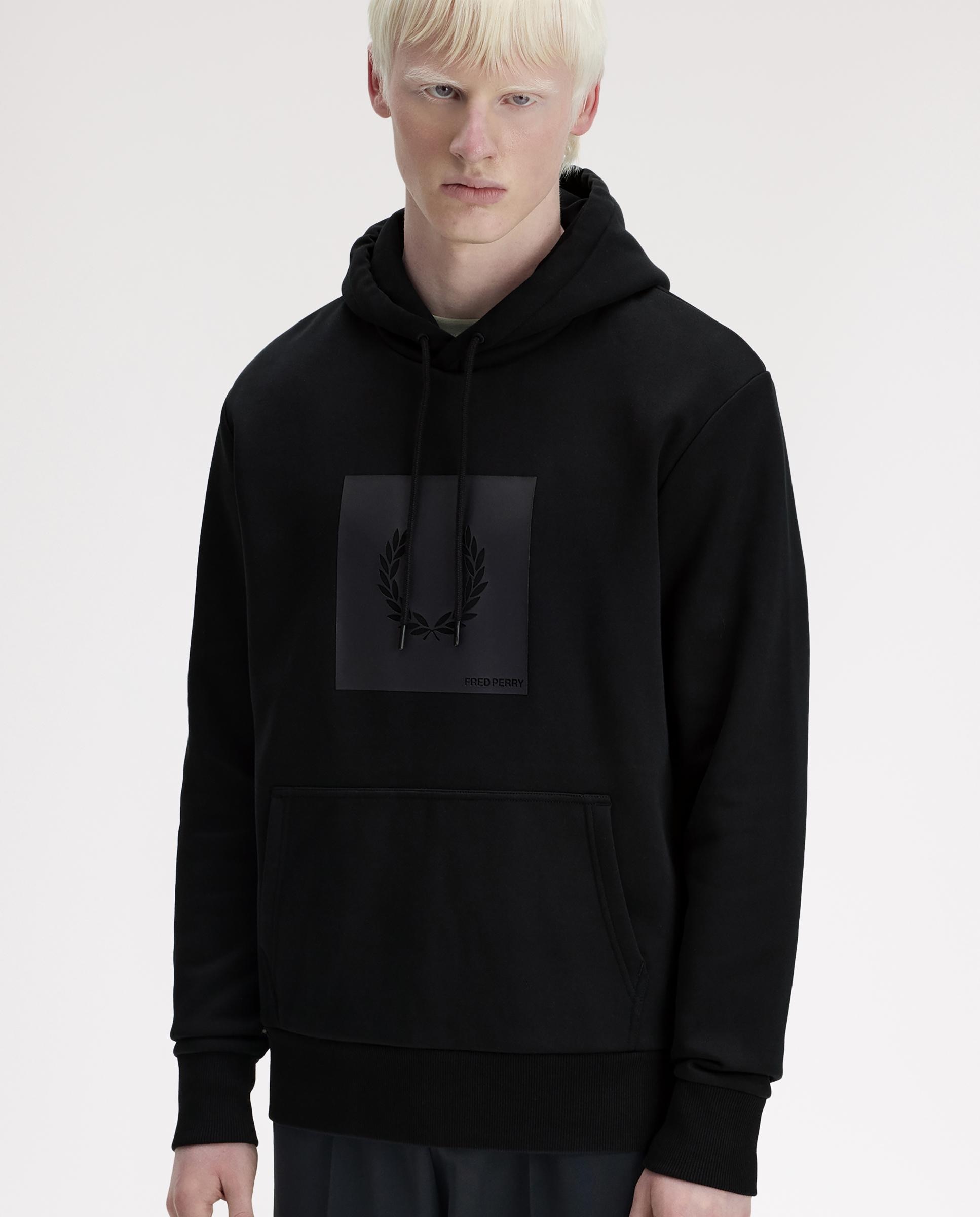 Sudadera de hombre con capucha y logotipo encuadrado - Fred Perry - Negro Negro-3