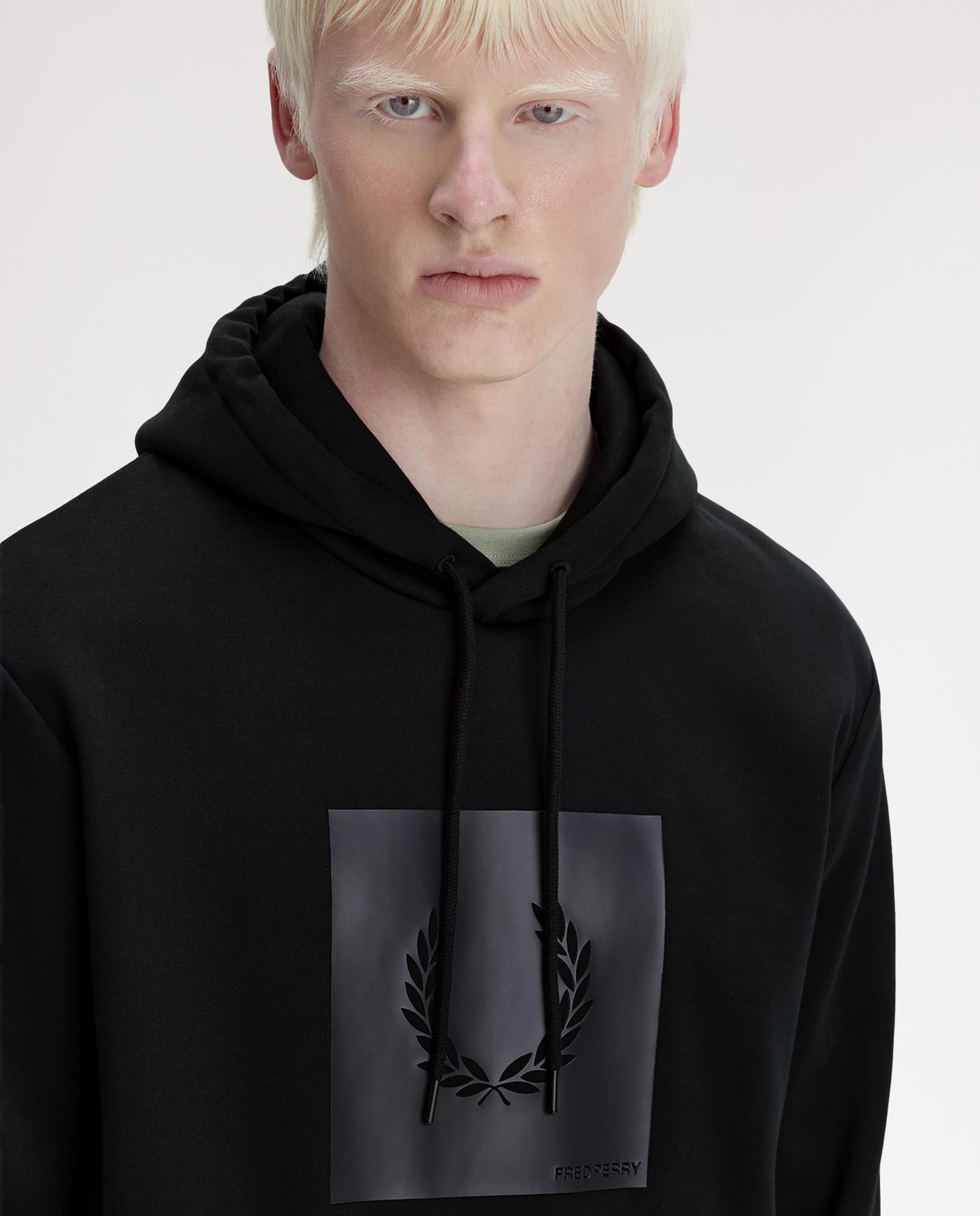 Sudadera de hombre con capucha y logotipo encuadrado - Fred Perry - Negro Negro-4