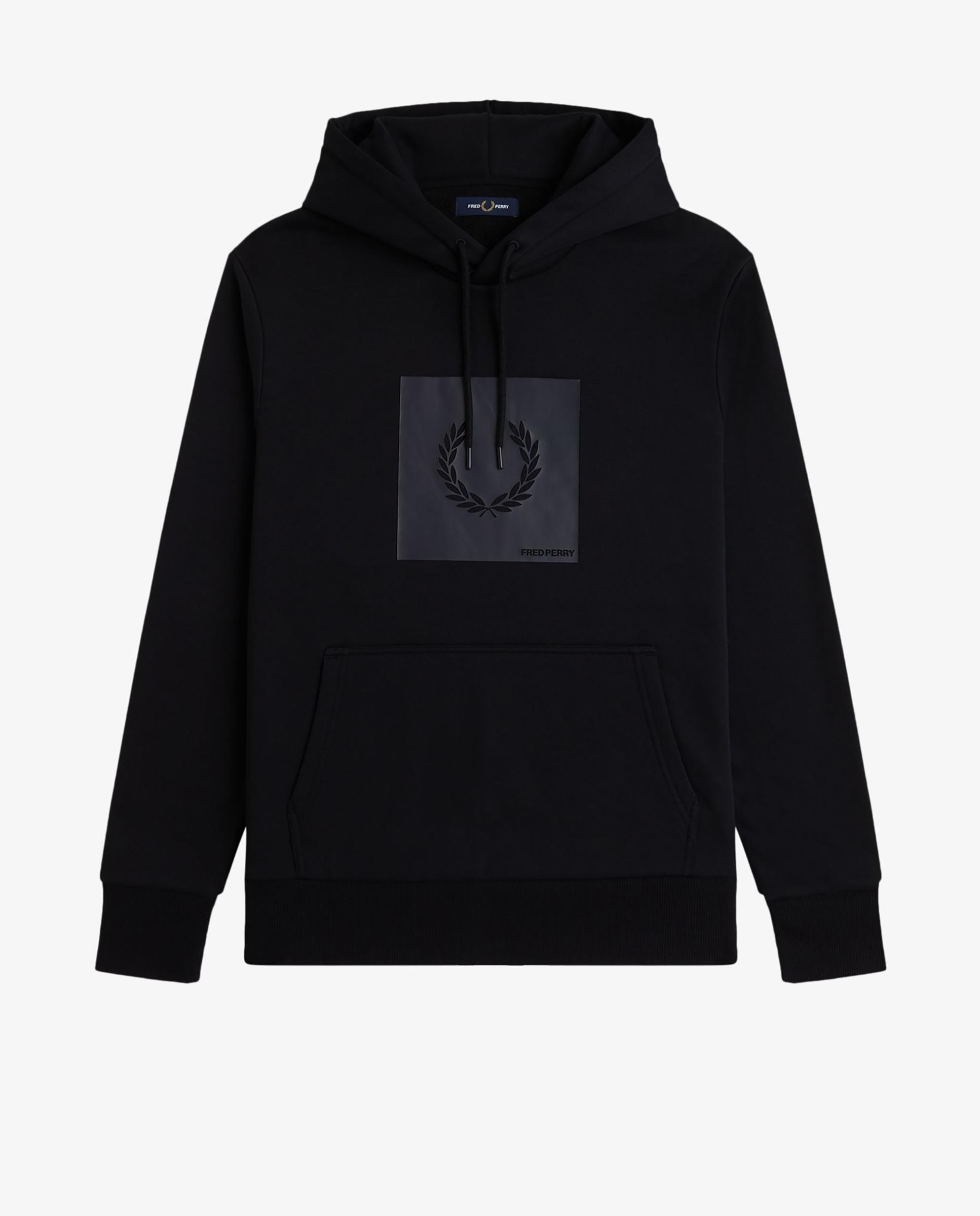 Sudadera de hombre con capucha y logotipo encuadrado - Fred Perry - Negro Negro-6