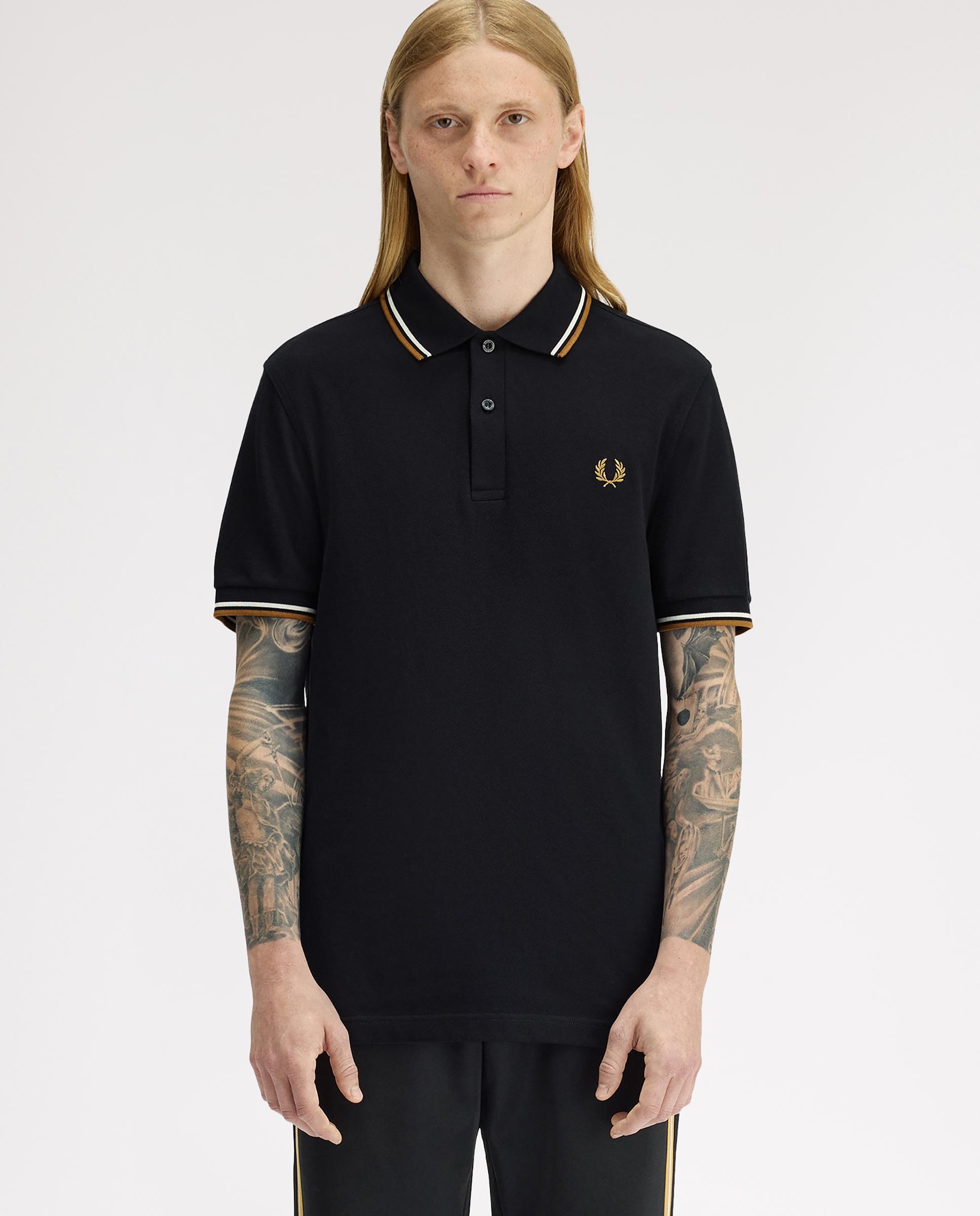 Polo de hombre de piqué de algodón manga corta - Fred Perry - Negro Negro-1