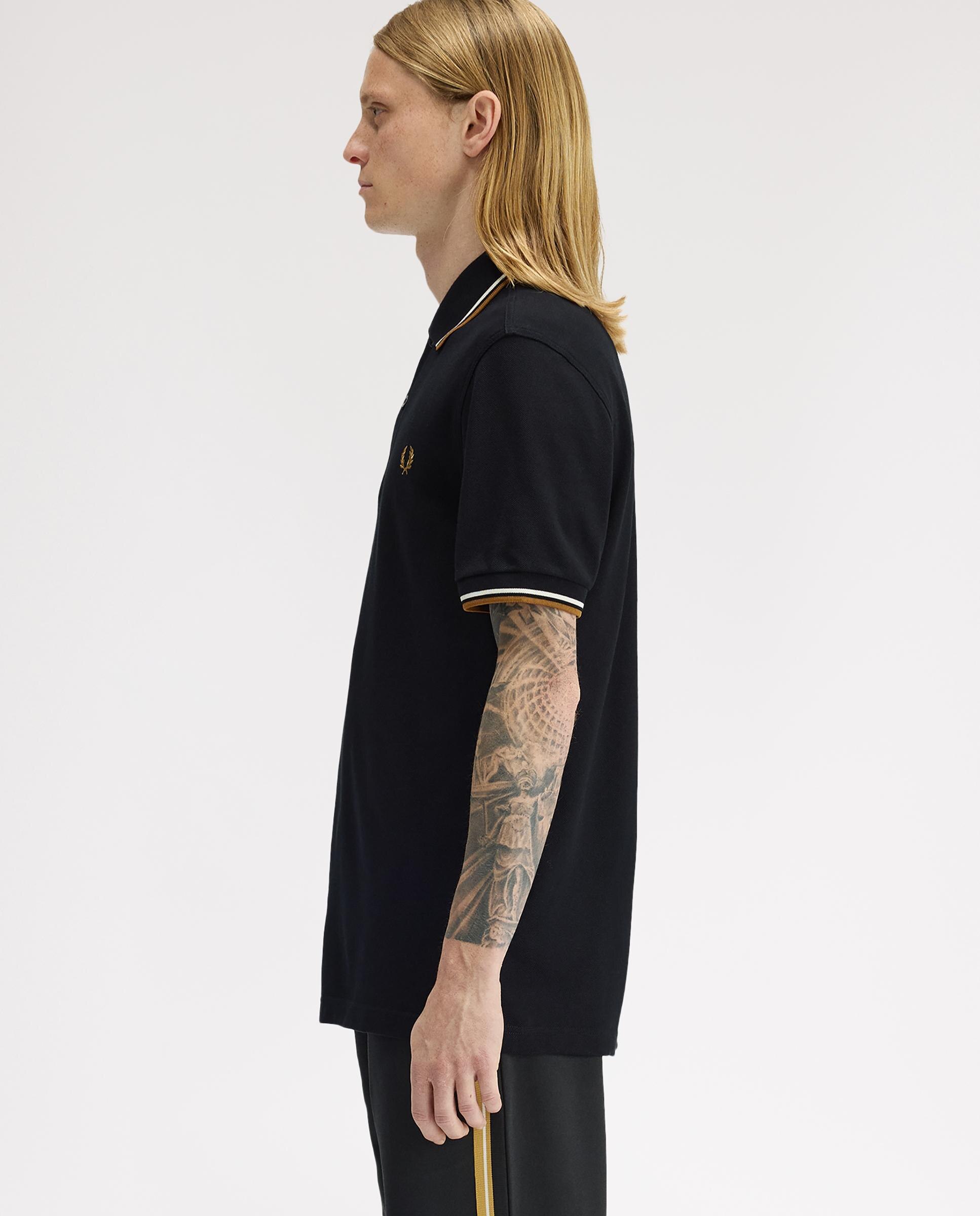 Polo de hombre de piqué de algodón manga corta - Fred Perry - Negro Negro-2