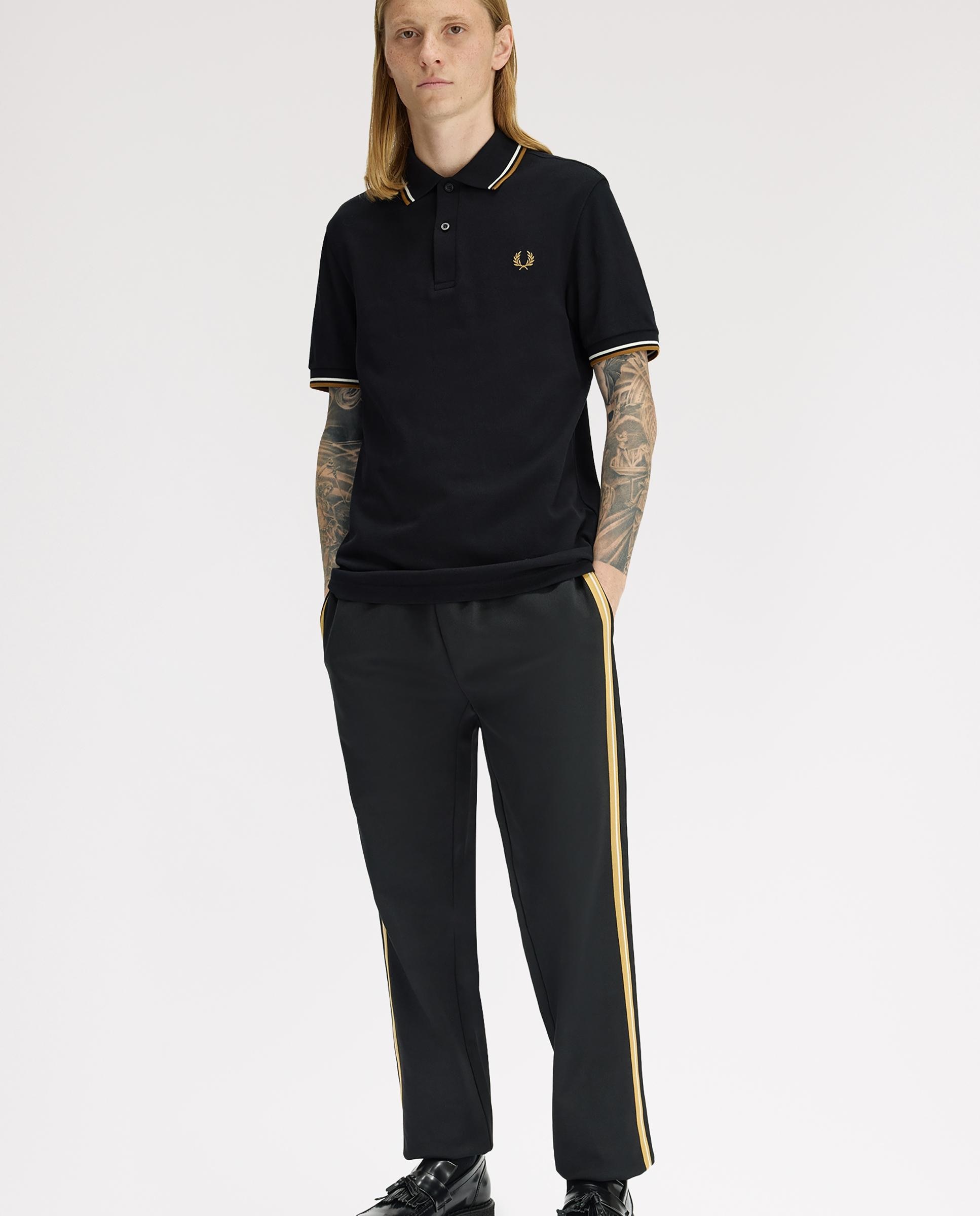 Polo de hombre de piqué de algodón manga corta - Fred Perry - Negro Negro-3