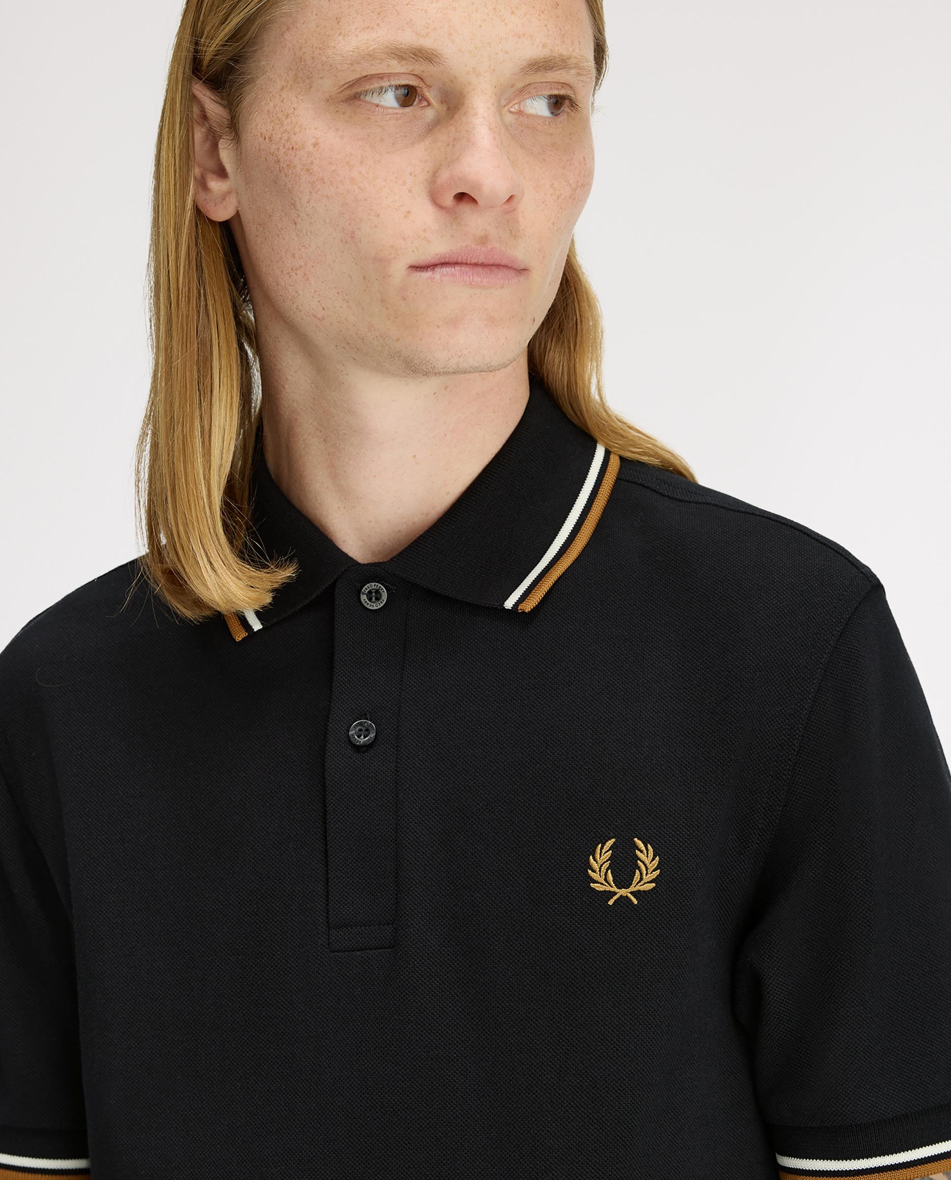 Polo de hombre de piqué de algodón manga corta - Fred Perry - Negro Negro-7