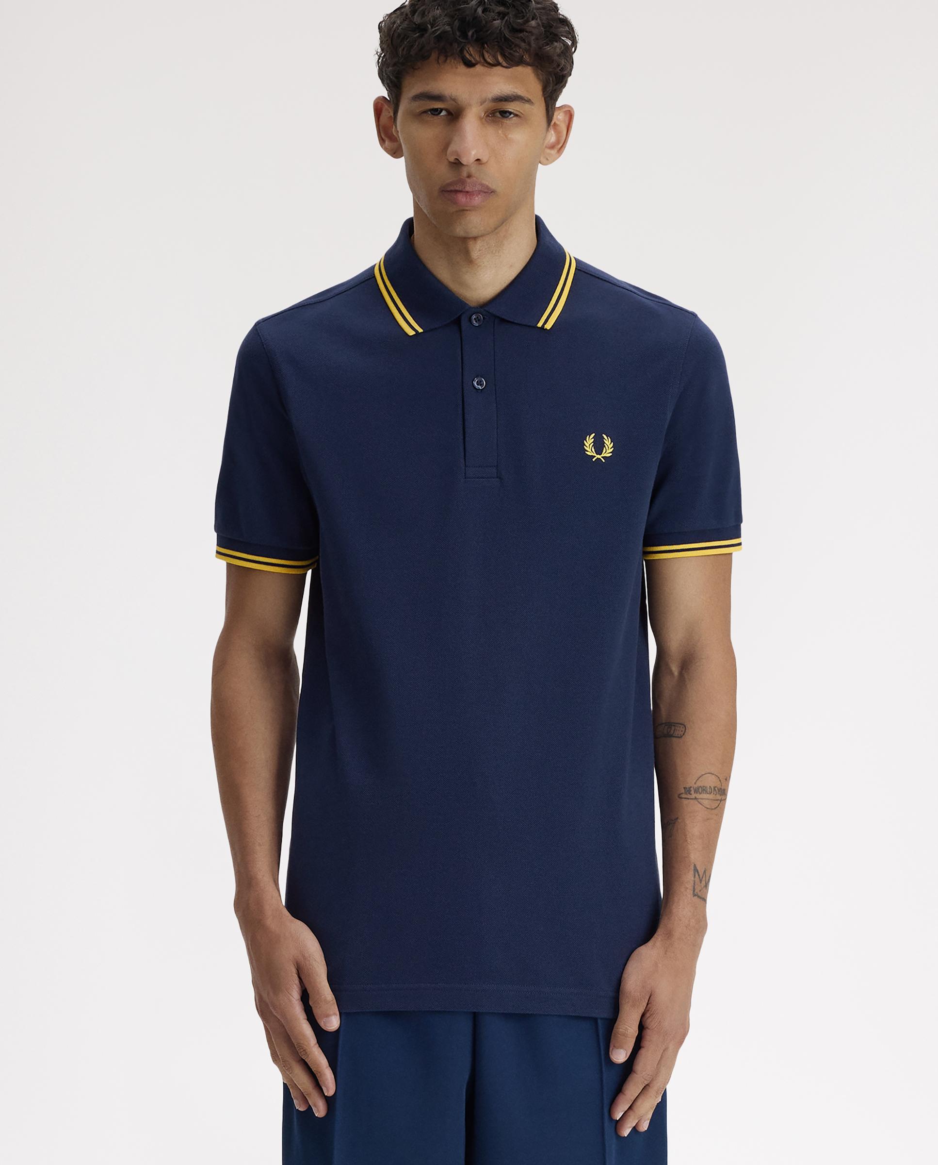 Polo de hombre de piqué de algodón manga corta - Fred Perry - Azul fumé Azul fumé-1