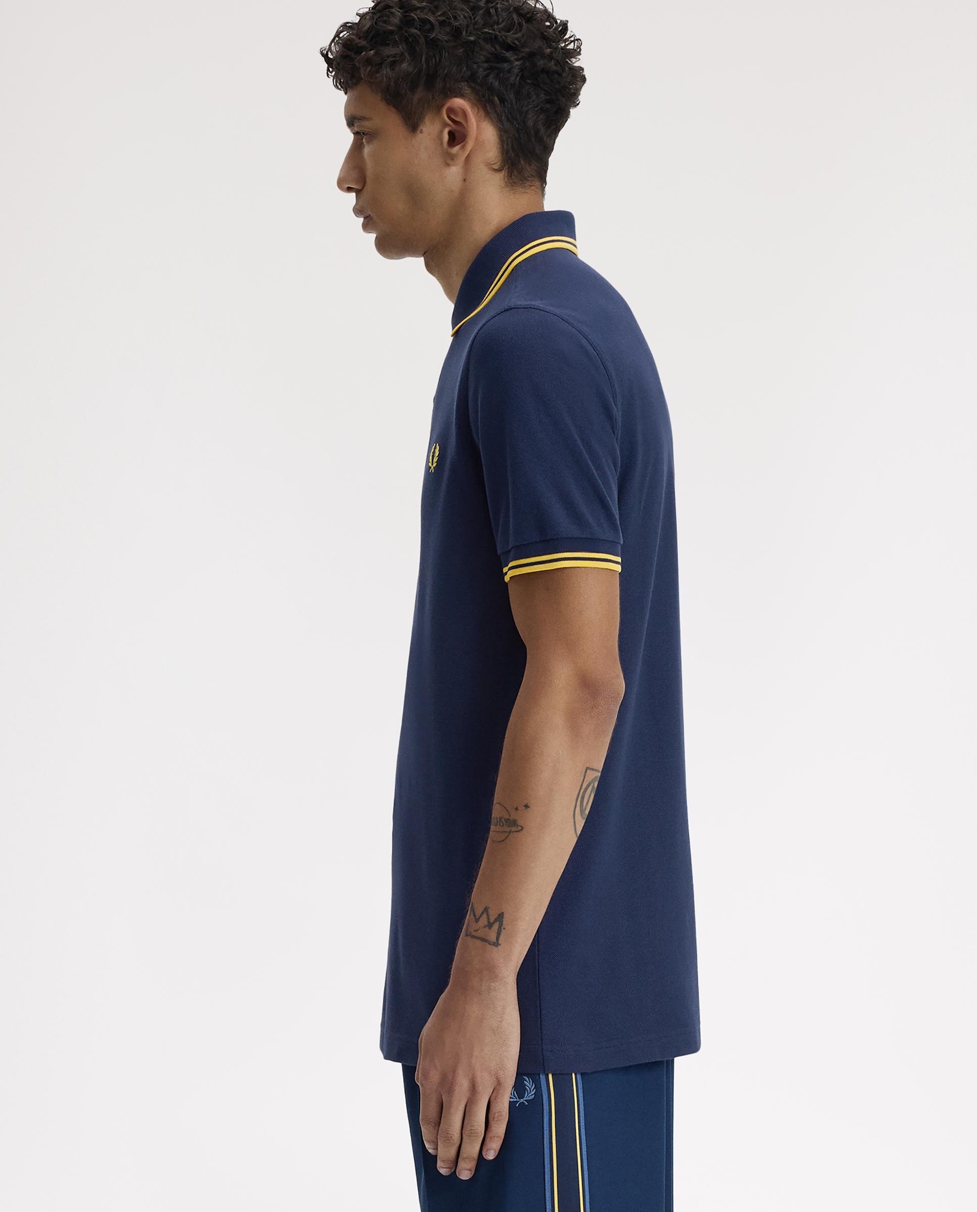 Polo de hombre de piqué de algodón manga corta - Fred Perry - Azul fumé Azul fumé-2