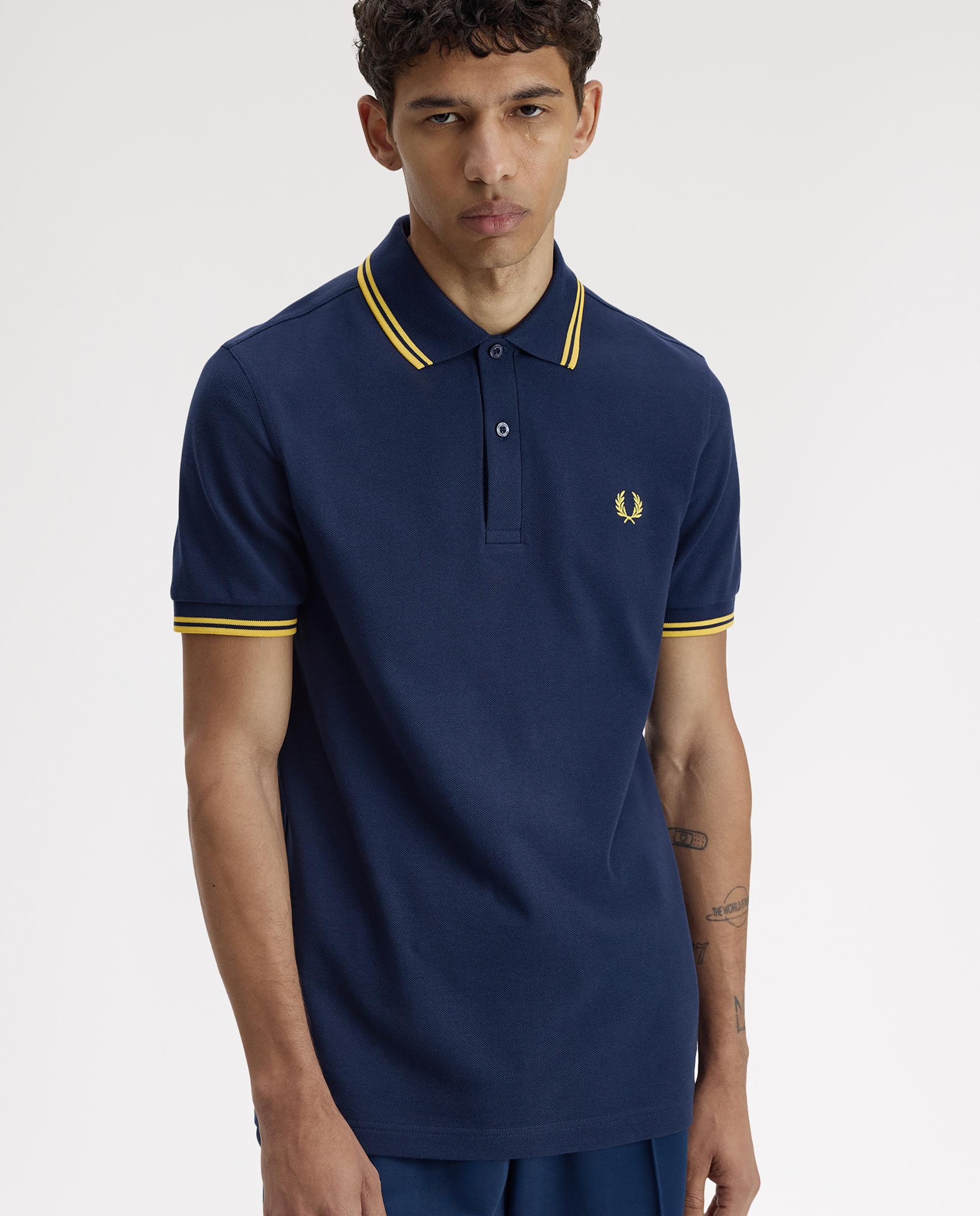 Polo de hombre de piqué de algodón manga corta - Fred Perry - Azul fumé Azul fumé-3